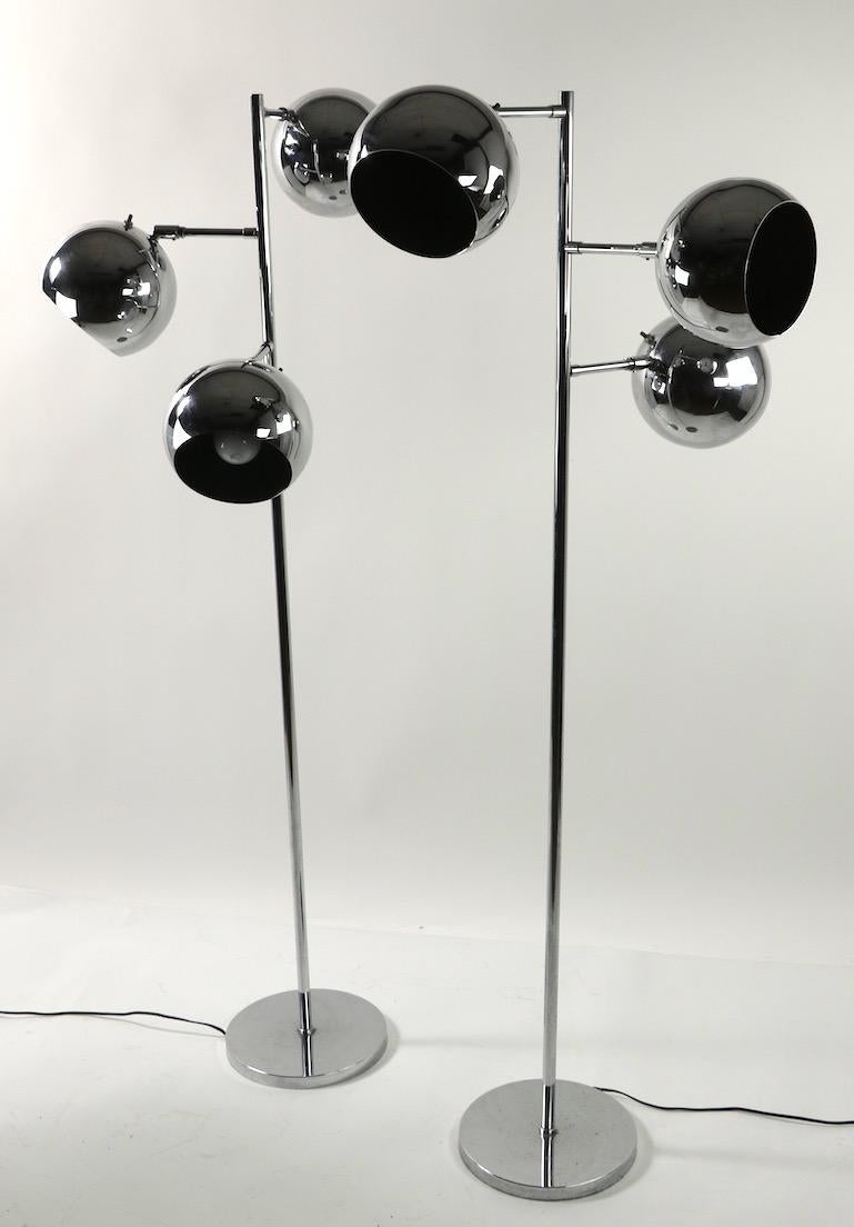 Pair of Kotch and Lowy Chrome Ball Lamps 6