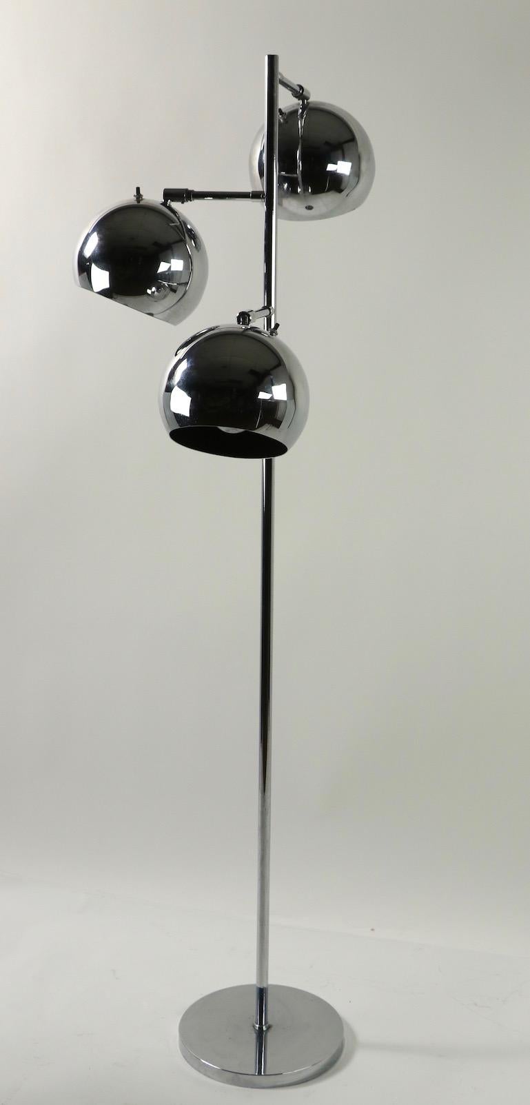 Mid-Century Modern Pair of Kotch and Lowy Chrome Ball Lamps
