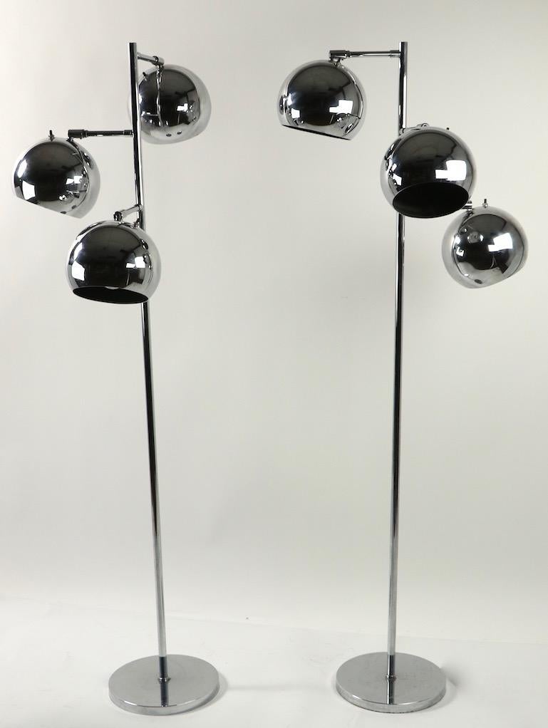 Pair of Kotch and Lowy Chrome Ball Lamps 2