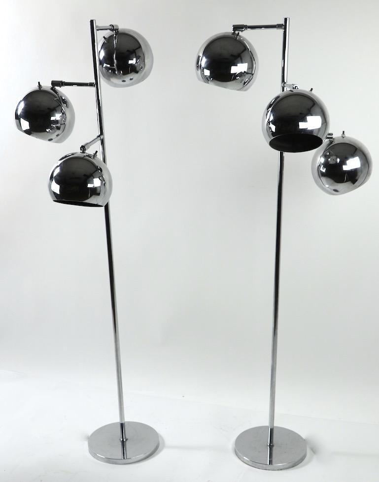 Pair of Kotch and Lowy Chrome Ball Lamps 3