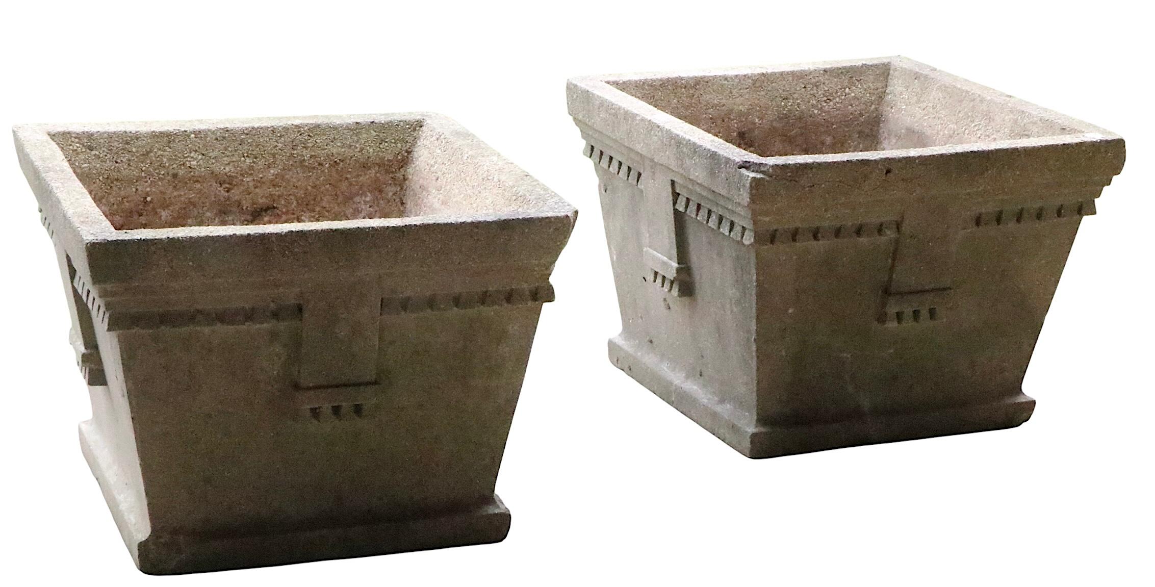 Pr. Large  1930's Art Deco Cement Planters en vente 7
