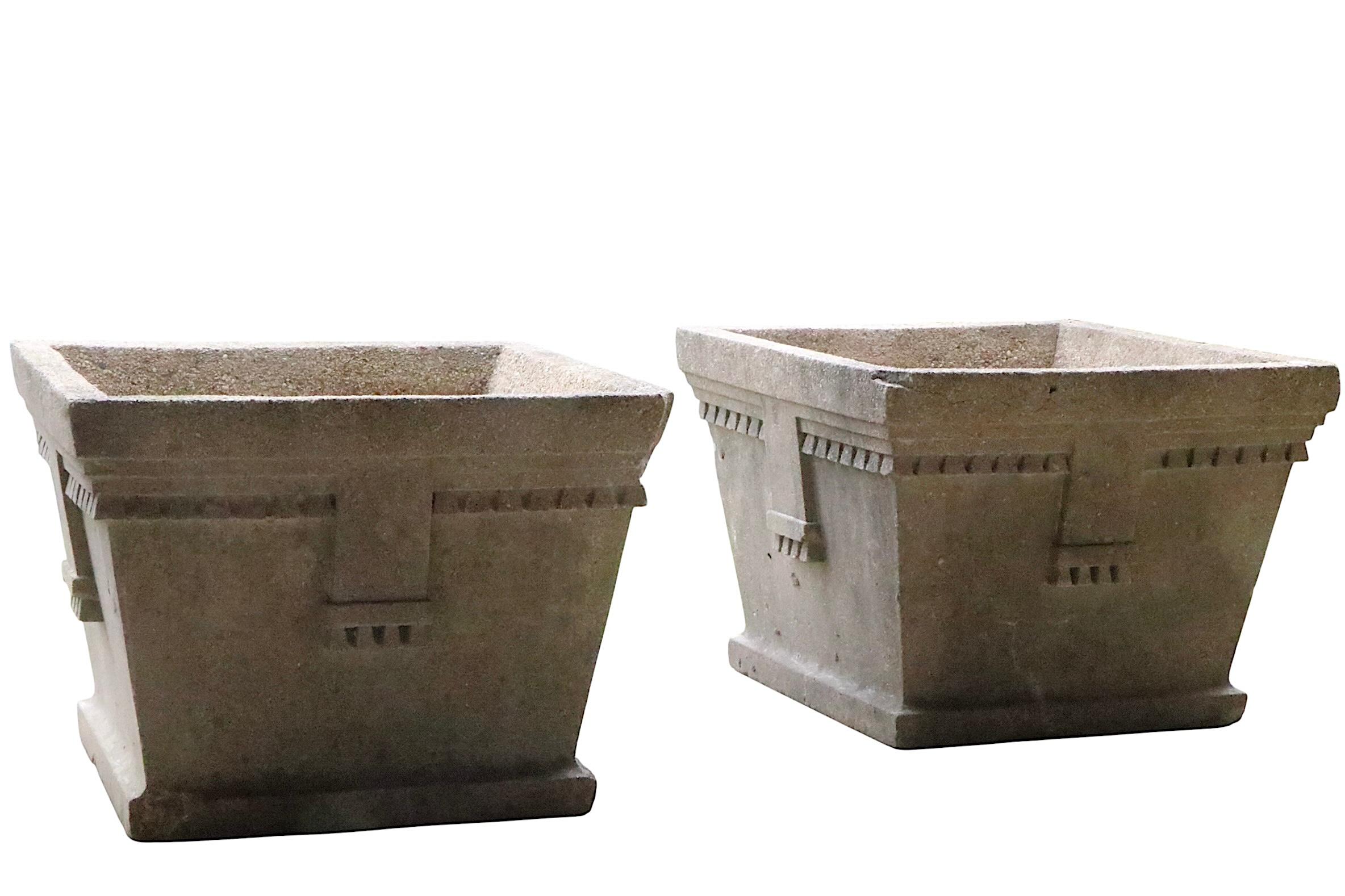 Pr. Large  1930's Art Deco Cement Planters en vente 9