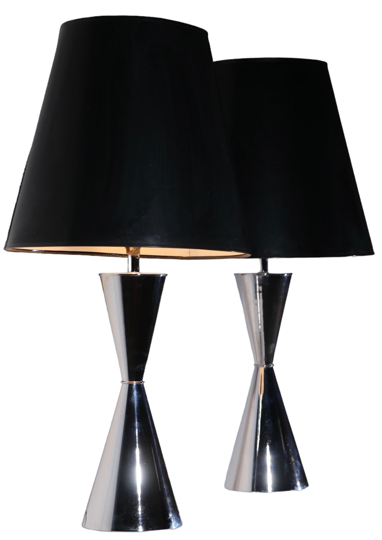 Pr. Large Chrome Table Lamps att. to Sonneman c. 1970's  For Sale 5