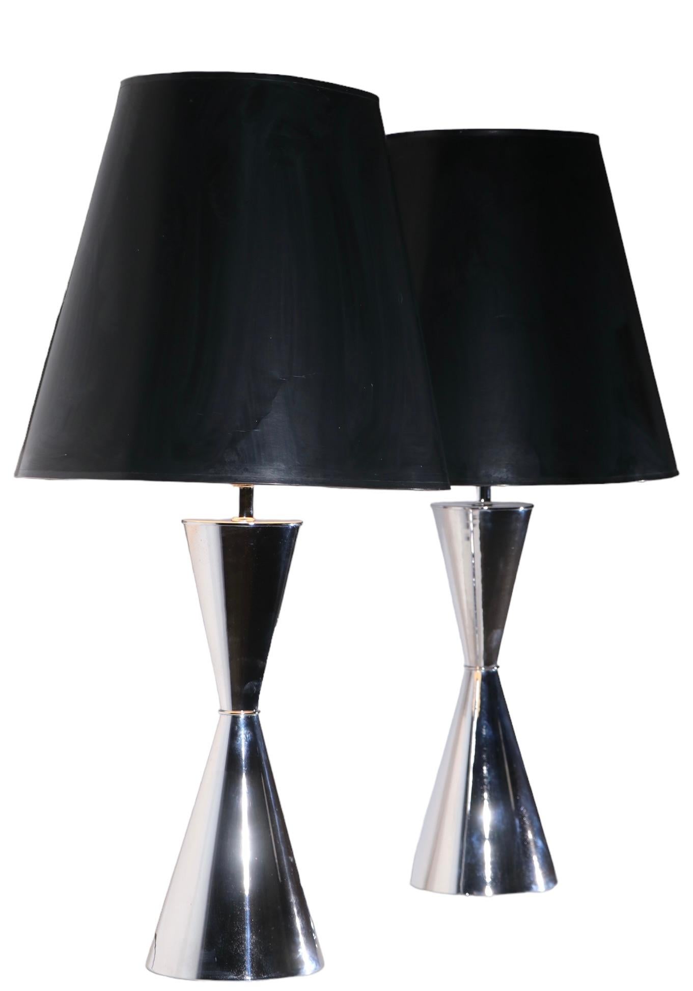 Pr. Large Chrome Table Lamps att. to Sonneman c. 1970's  For Sale 6