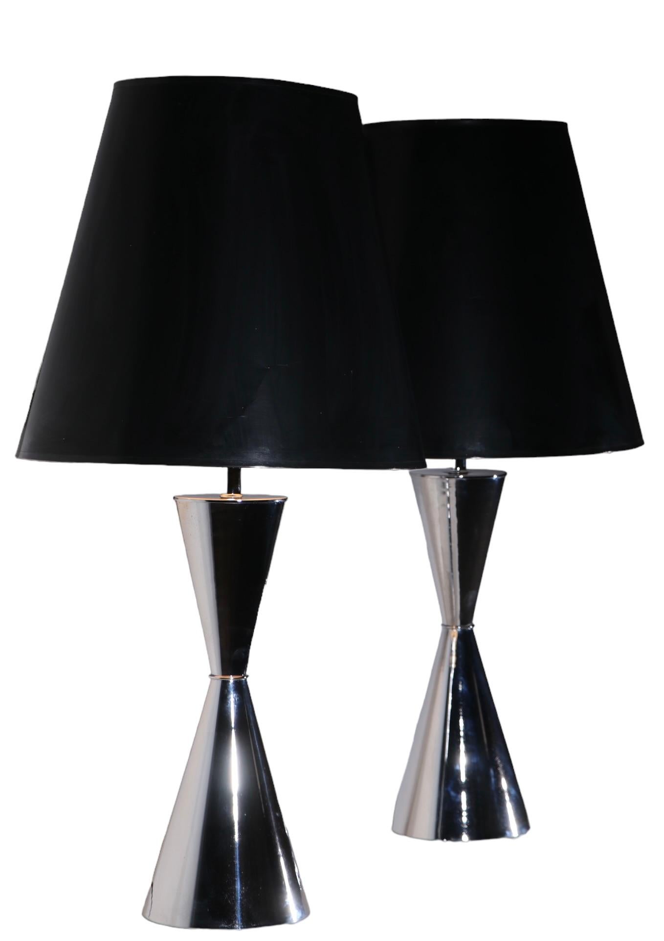 Pr. Large Chrome Table Lamps att. to Sonneman c. 1970's  For Sale 7