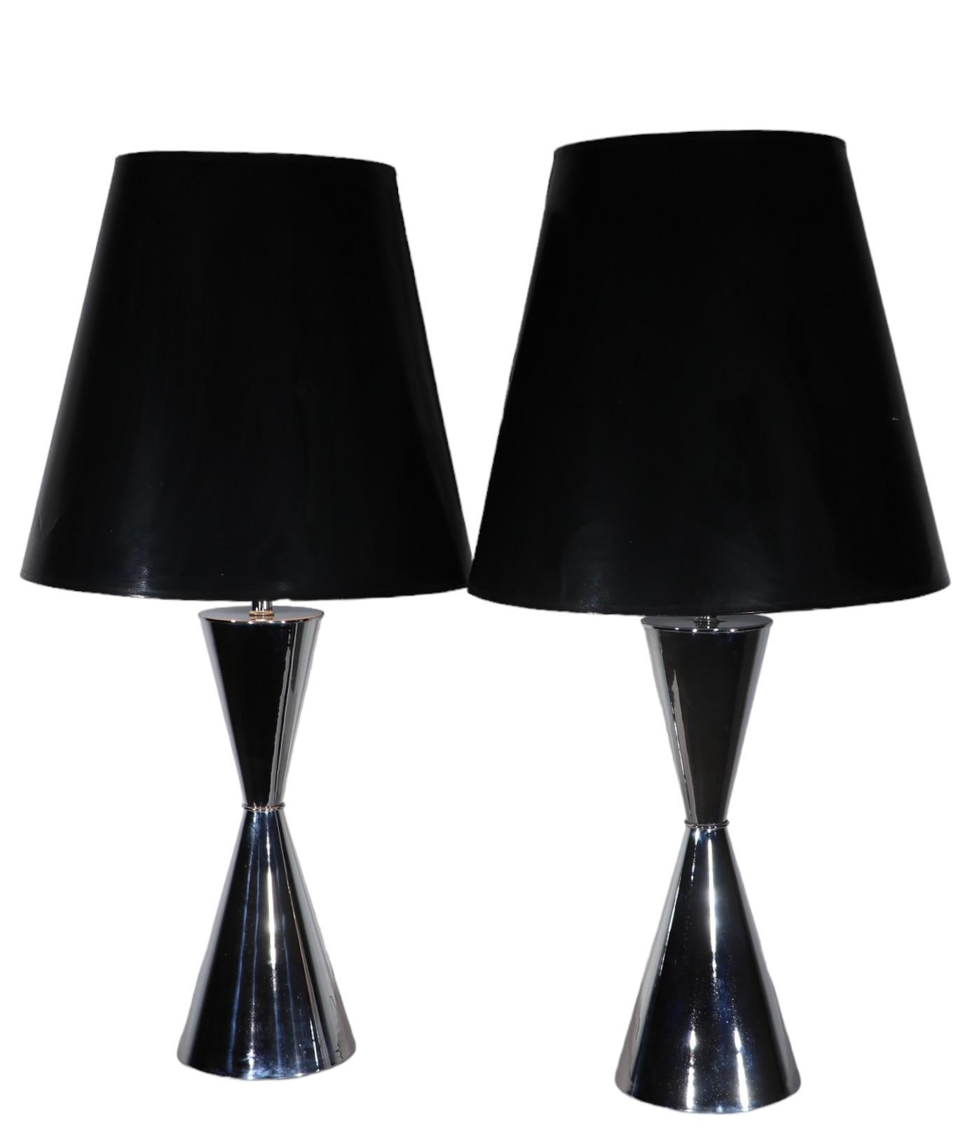 Pr. Large Chrome Table Lamps att. to Sonneman c. 1970's  For Sale 8