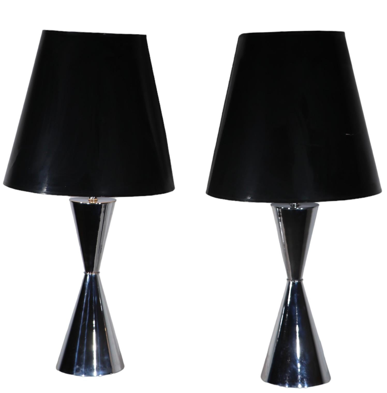 Pr. Large Chrome Table Lamps att. to Sonneman c. 1970's  For Sale 2