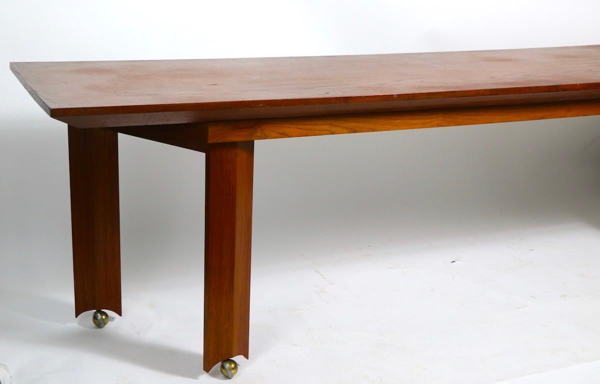 Walnut Pair of Large Mid Century Console Dining Tables Possibly Kagan