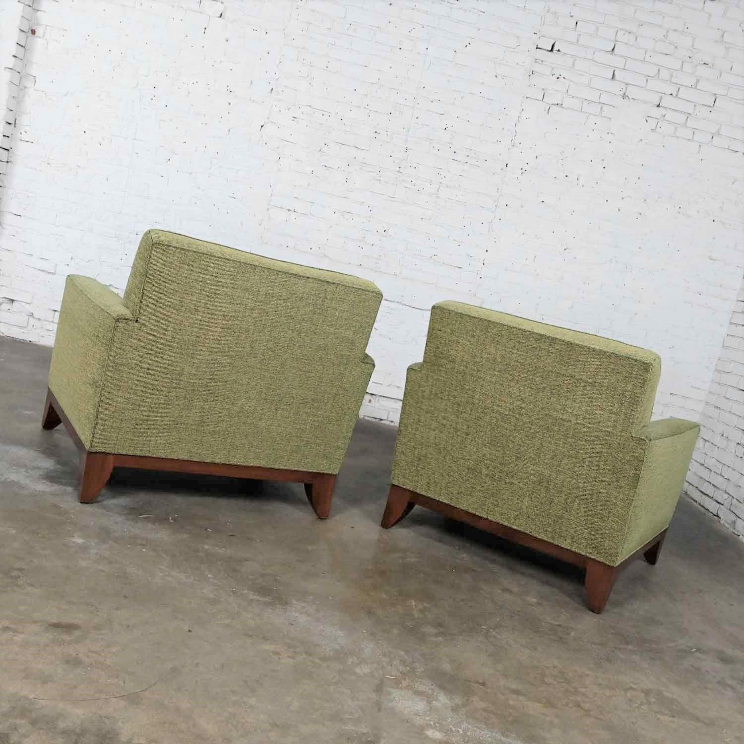 Pr Late 20th Modern Custom-Made Lawson Style Large Scale Khaki Green Club Chairs 5