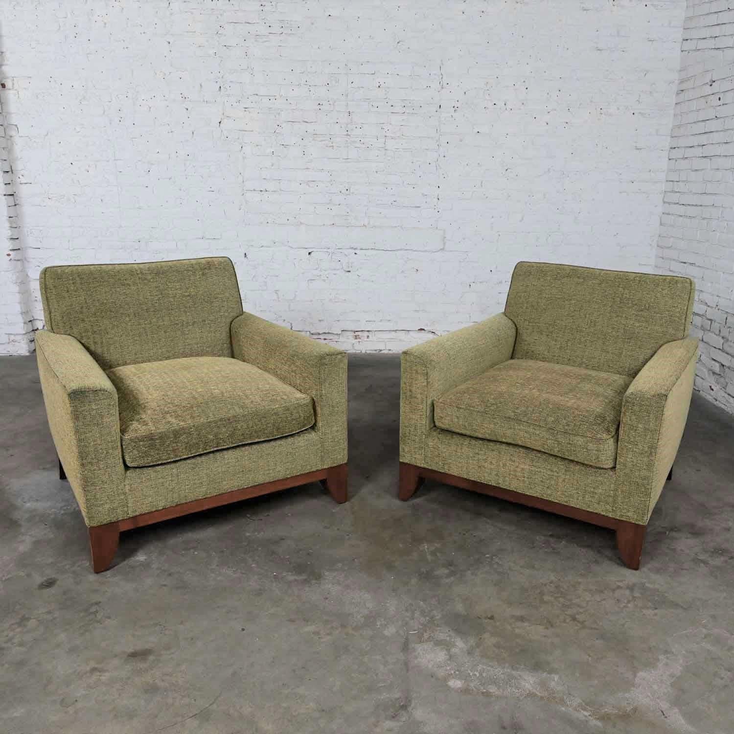 Pr Late 20th Modern Custom-Made Lawson Style Large Scale Khaki Green Club Chairs 9