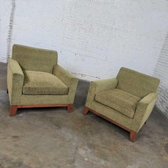 Pr Late 20th Modern Custom-Made Lawson Style Large Scale Khaki Green Club Chairs