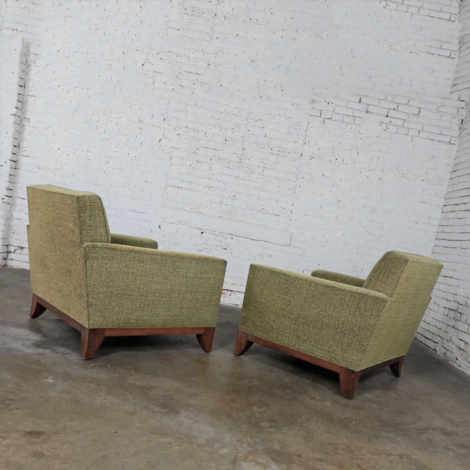 Pr Late 20th Modern Custom-Made Lawson Style Large Scale Khaki Green Club Chairs 2