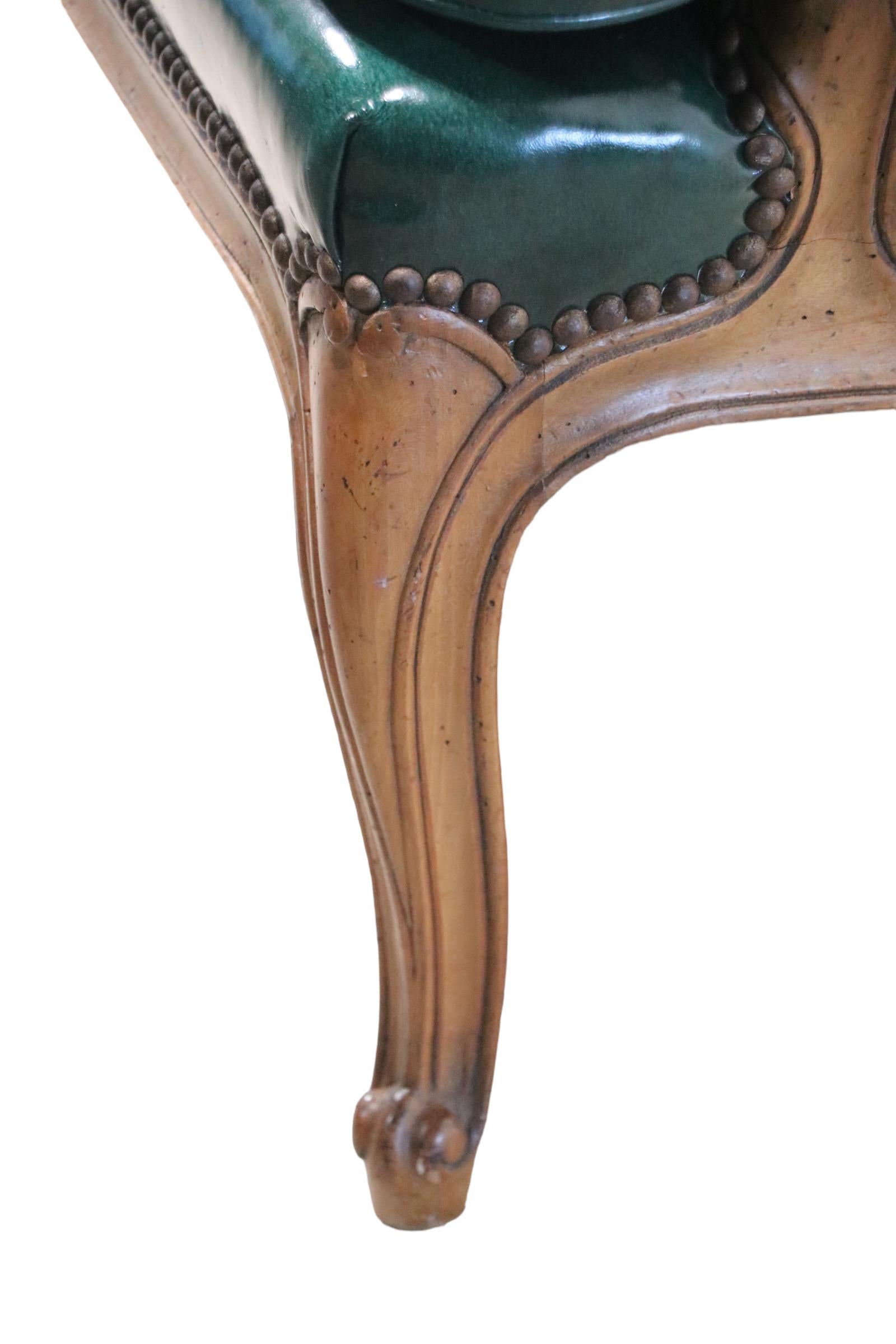 Pr. Leather French Provincial Style Wing Back Chairs by Baker Furniture Company 12