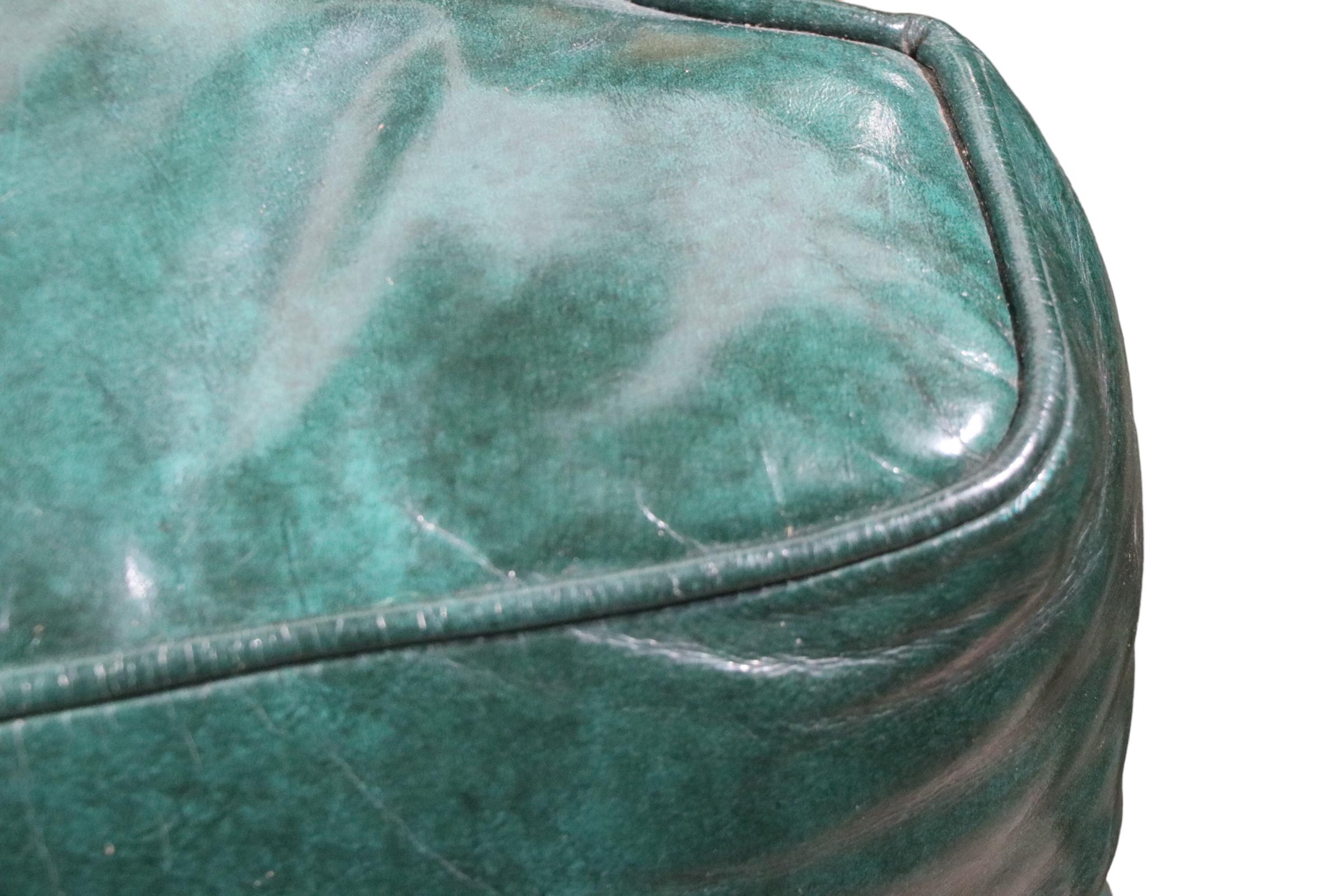 20th Century Pr. Leather French Provincial Style Wing Back Chairs by Baker Furniture Company
