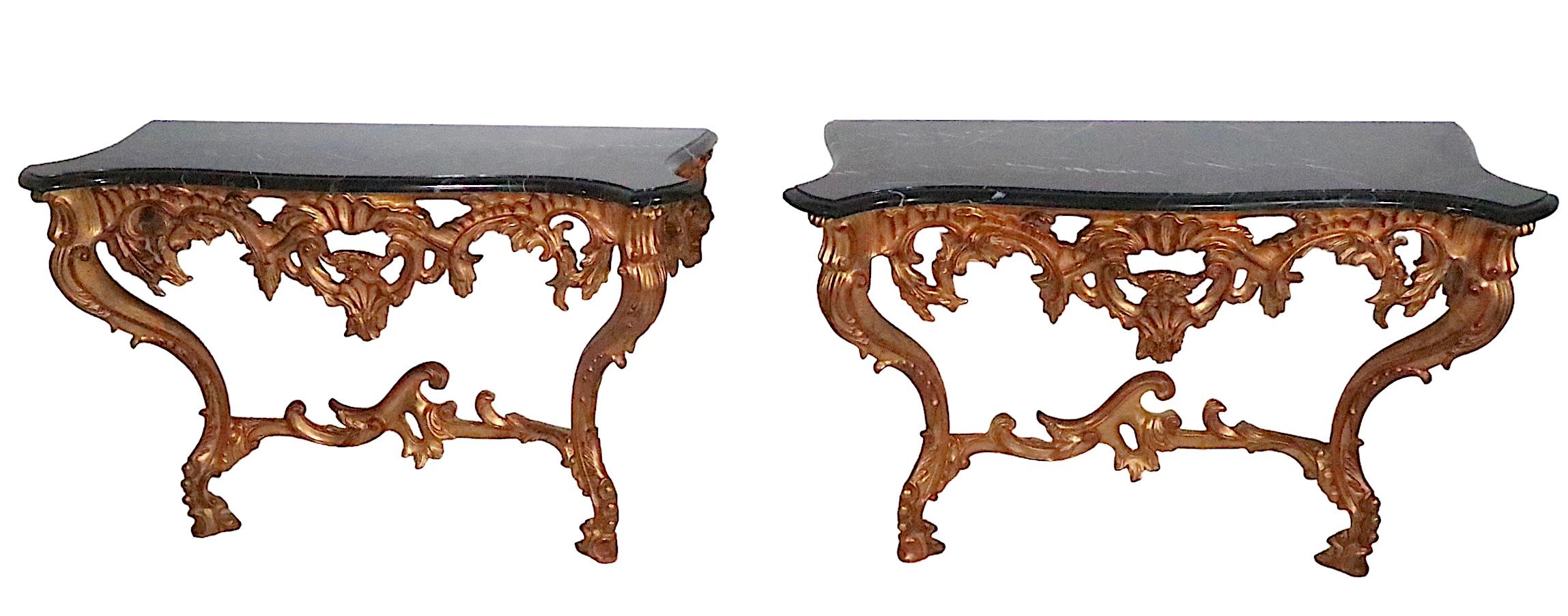 Pr. Louis XV Style Gilt and Marble Consoles Made in Italy 20th C For Sale 10