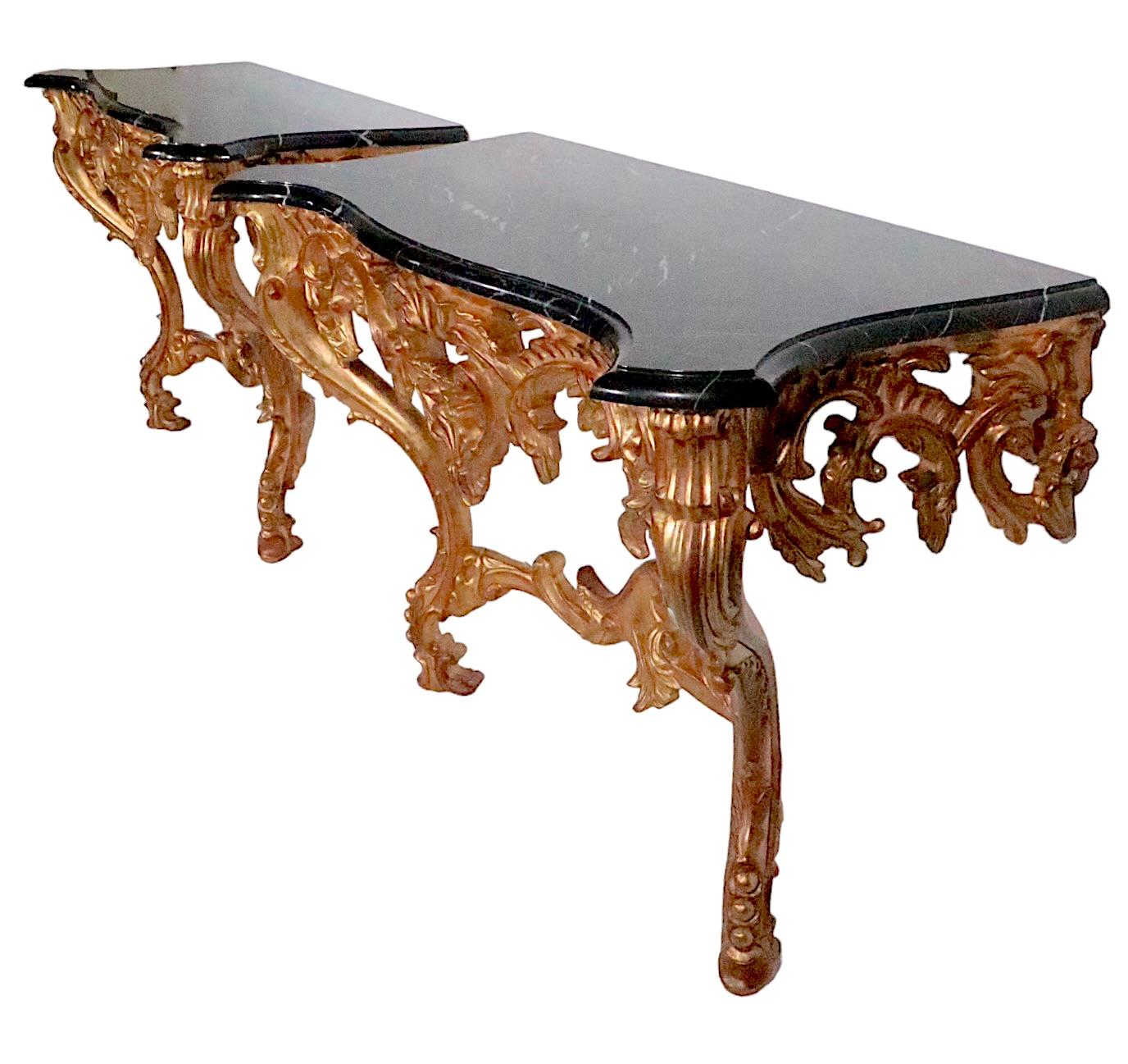 Pr. Louis XV Style Gilt and Marble Consoles Made in Italy 20th C For Sale 12
