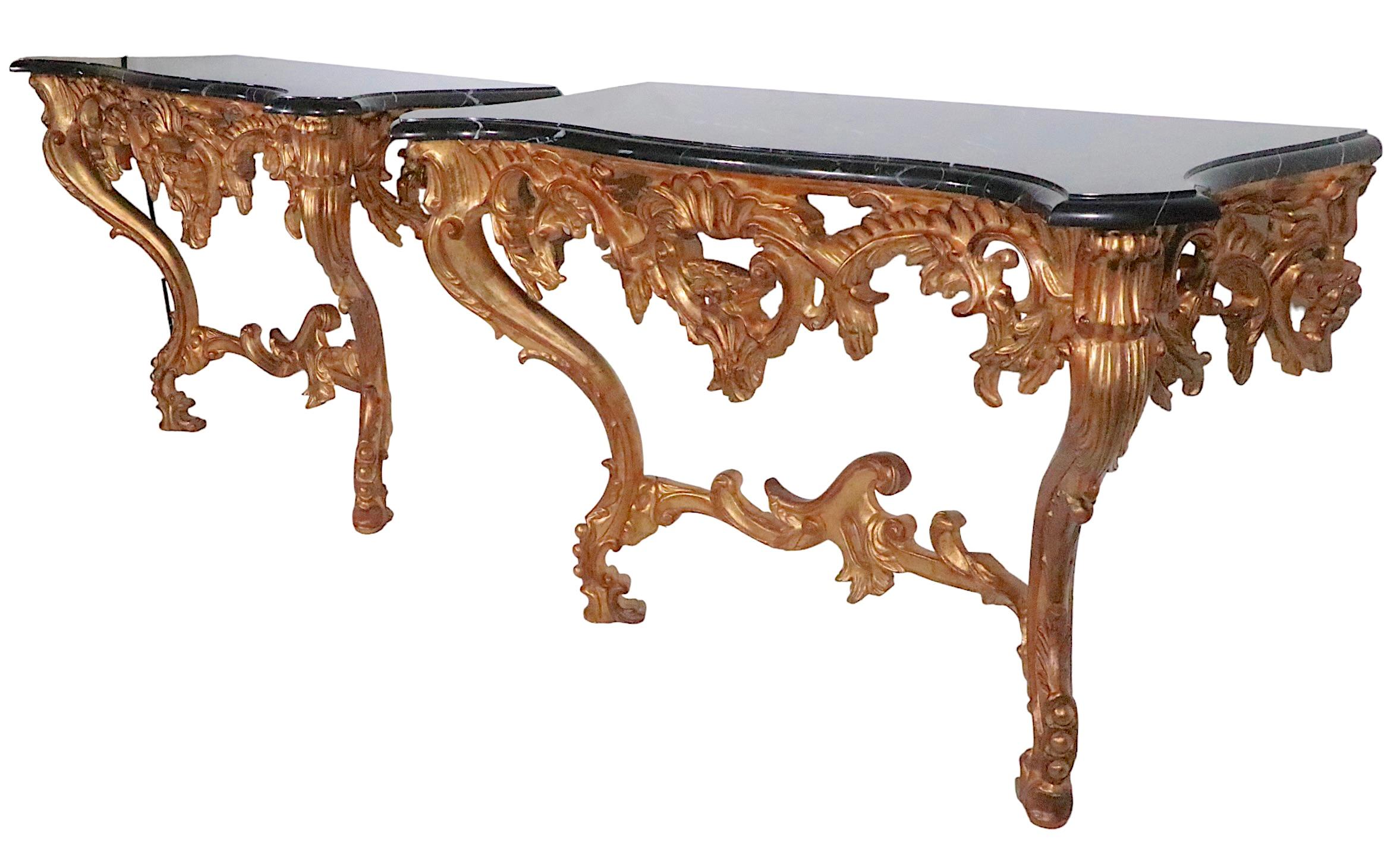 Pr. Louis XV Style Gilt and Marble Consoles Made in Italy 20th C For Sale 13
