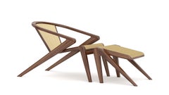 P.R. Fauteuil de salon avec pouf en paille par AROUNDtheTREE