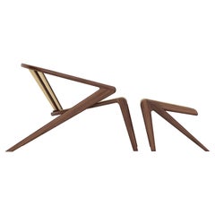 P.R. Lounge Chair with Ottoman in Straw by Aroundthetree