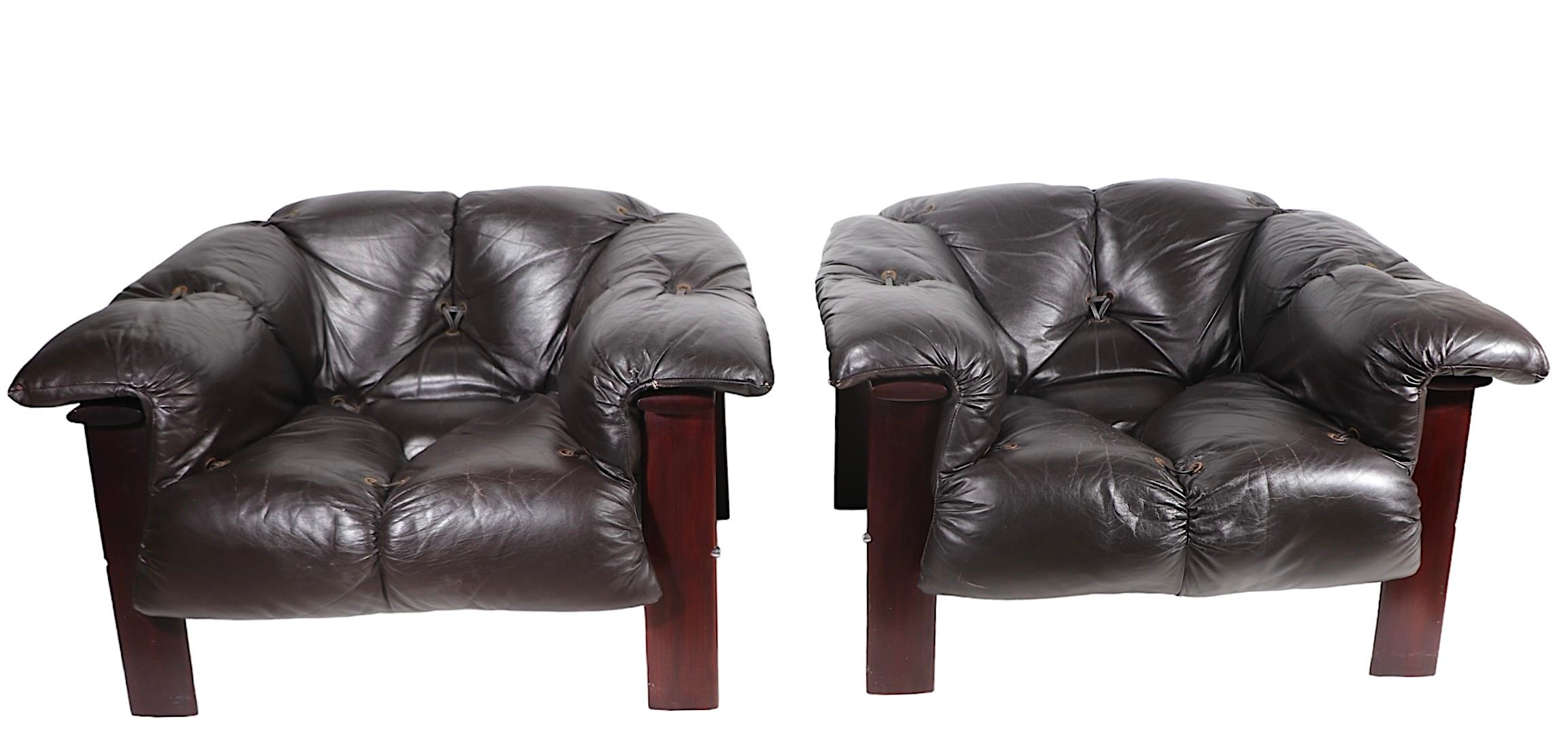 Pr. Lounge Chairs by Percival Lafer made in Brazil c. 1970’s In Good Condition In New York, NY