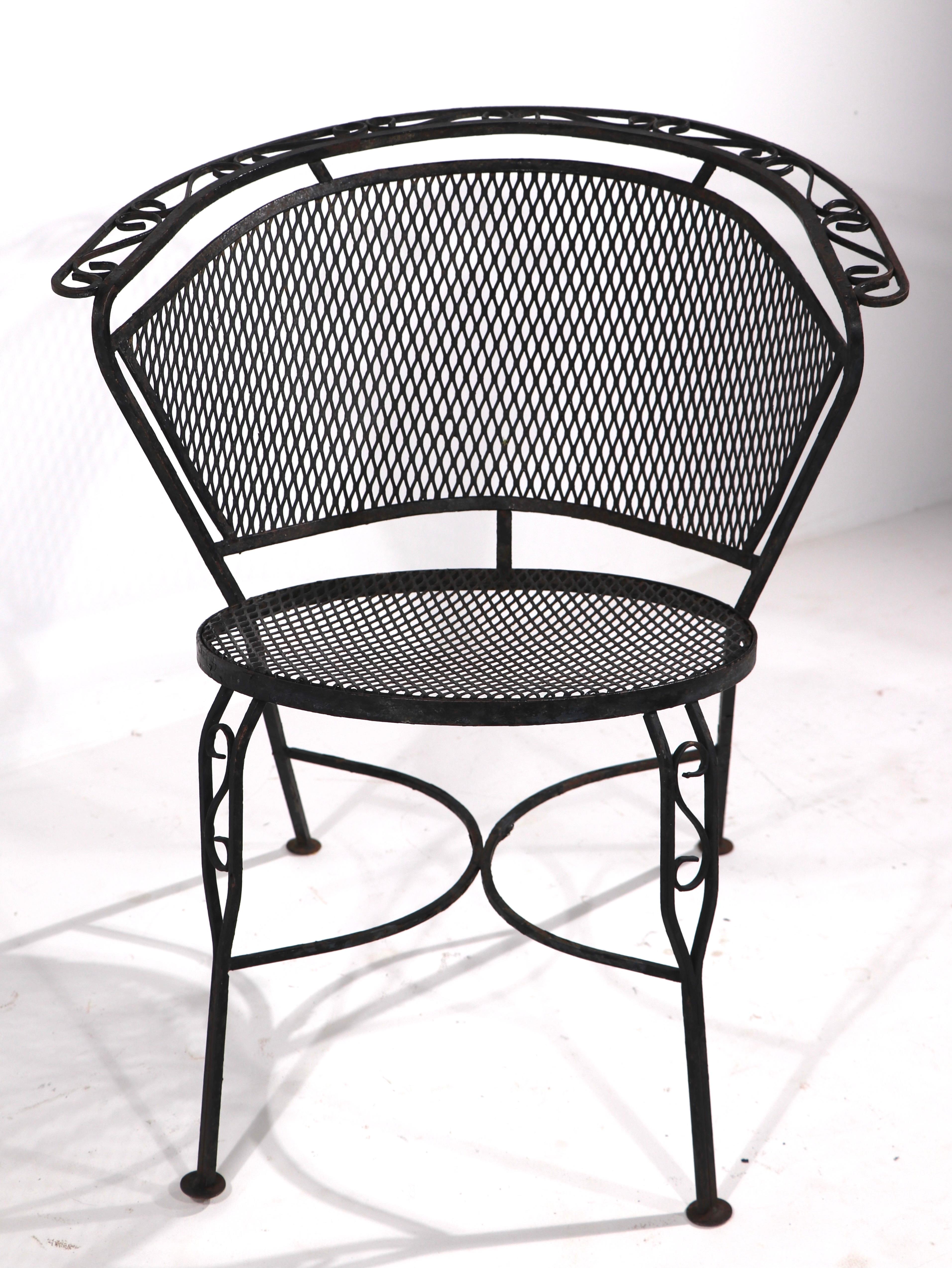 Mid-Century Modern Pr. Lounge Dining Patio Garden Chairs att. to Salterini For Sale