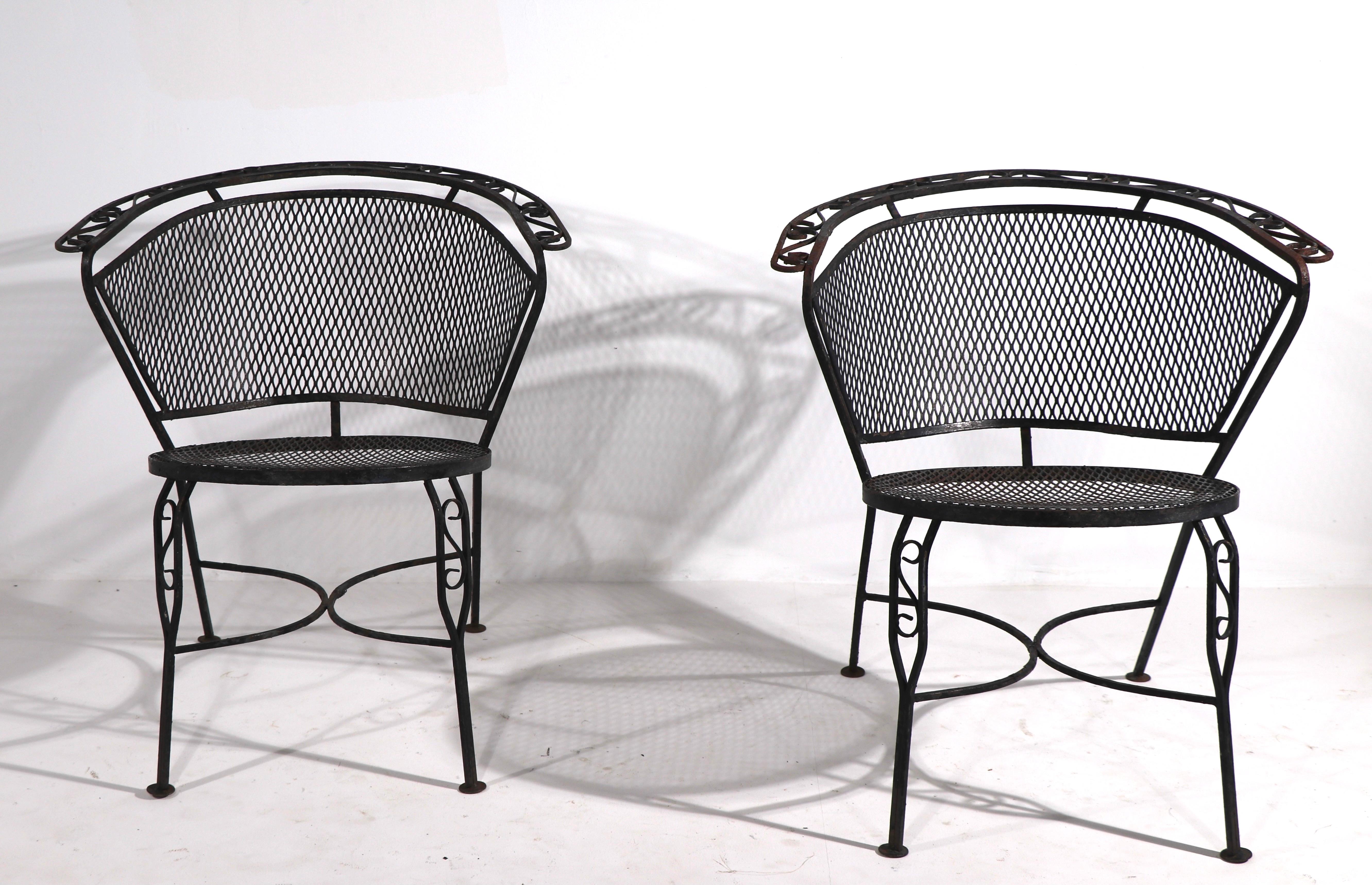 Pr. Lounge Dining Patio Garden Chairs att. to Salterini In Good Condition For Sale In New York, NY