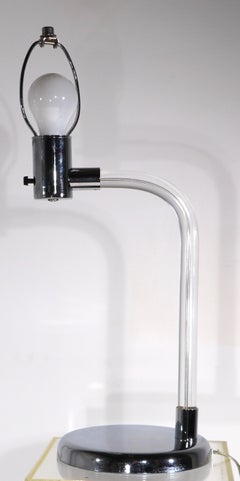 Pr. Lucite and Chrome Desk Lamps Crylicord by Peter Hamburger for Kovacs
