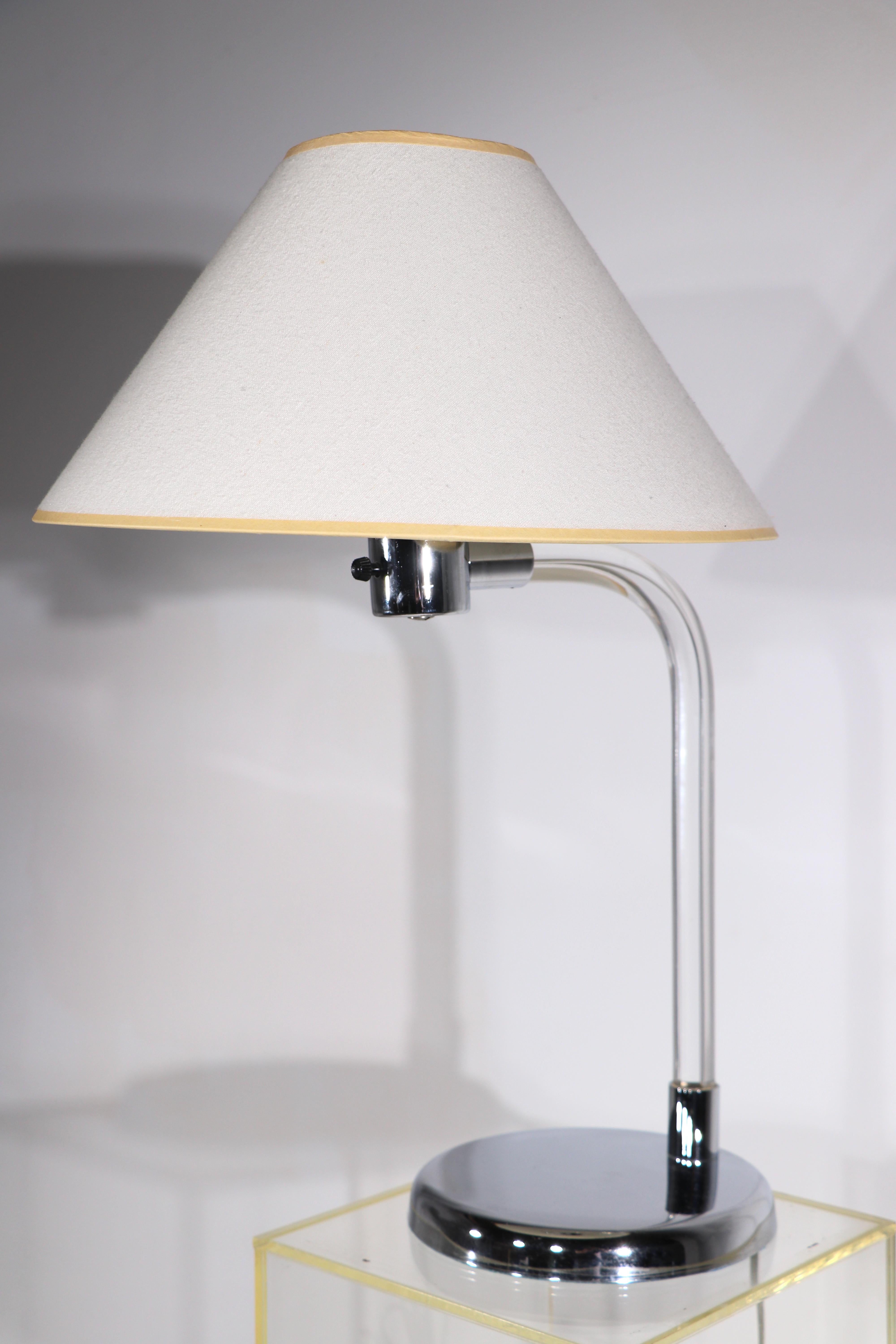 American Pr. Lucite and Chrome Desk Lamps Crylicord by Peter Hamburger for Kovacs