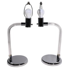 Pr. Lucite and Chrome Desk Lamps Crylicord by Peter Hamburger for Kovacs