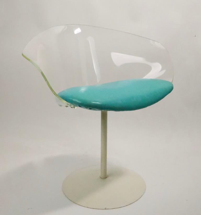 American Pair of Lucite Shell Swivel Chairs For Sale