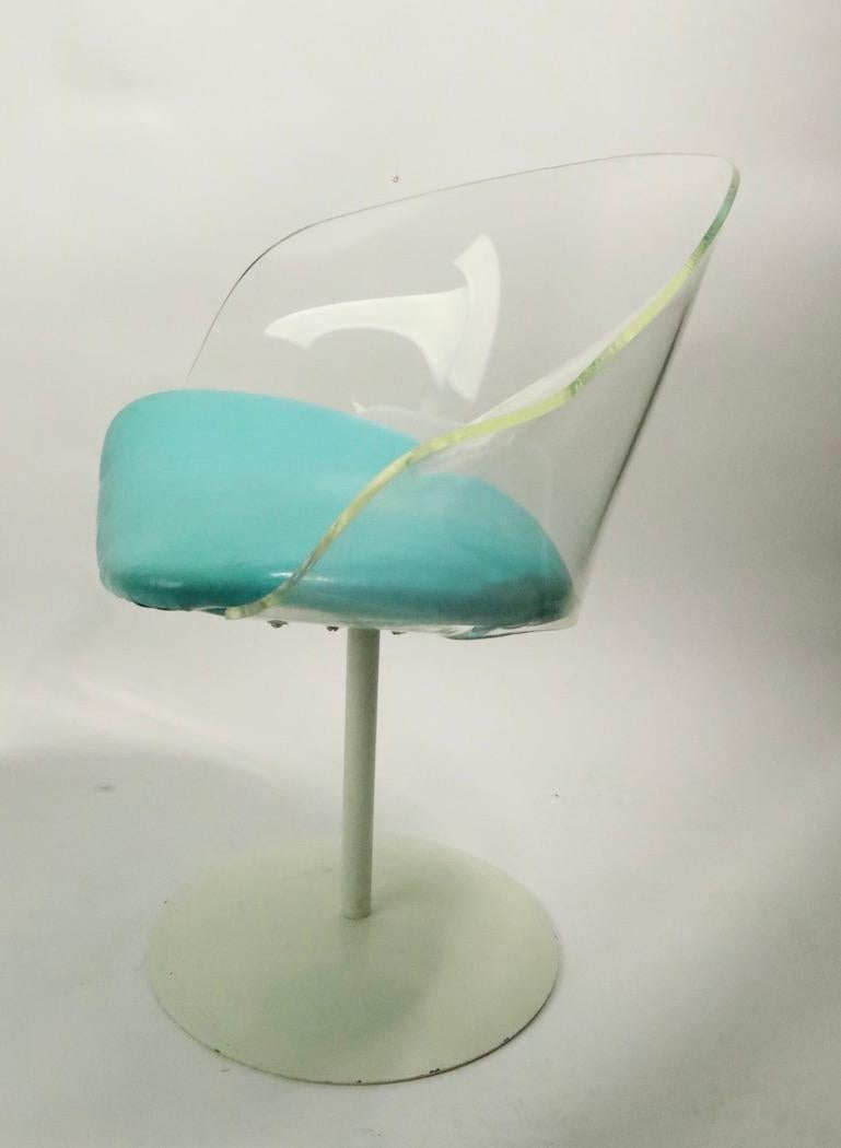 Pair of Lucite Shell Swivel Chairs For Sale 3