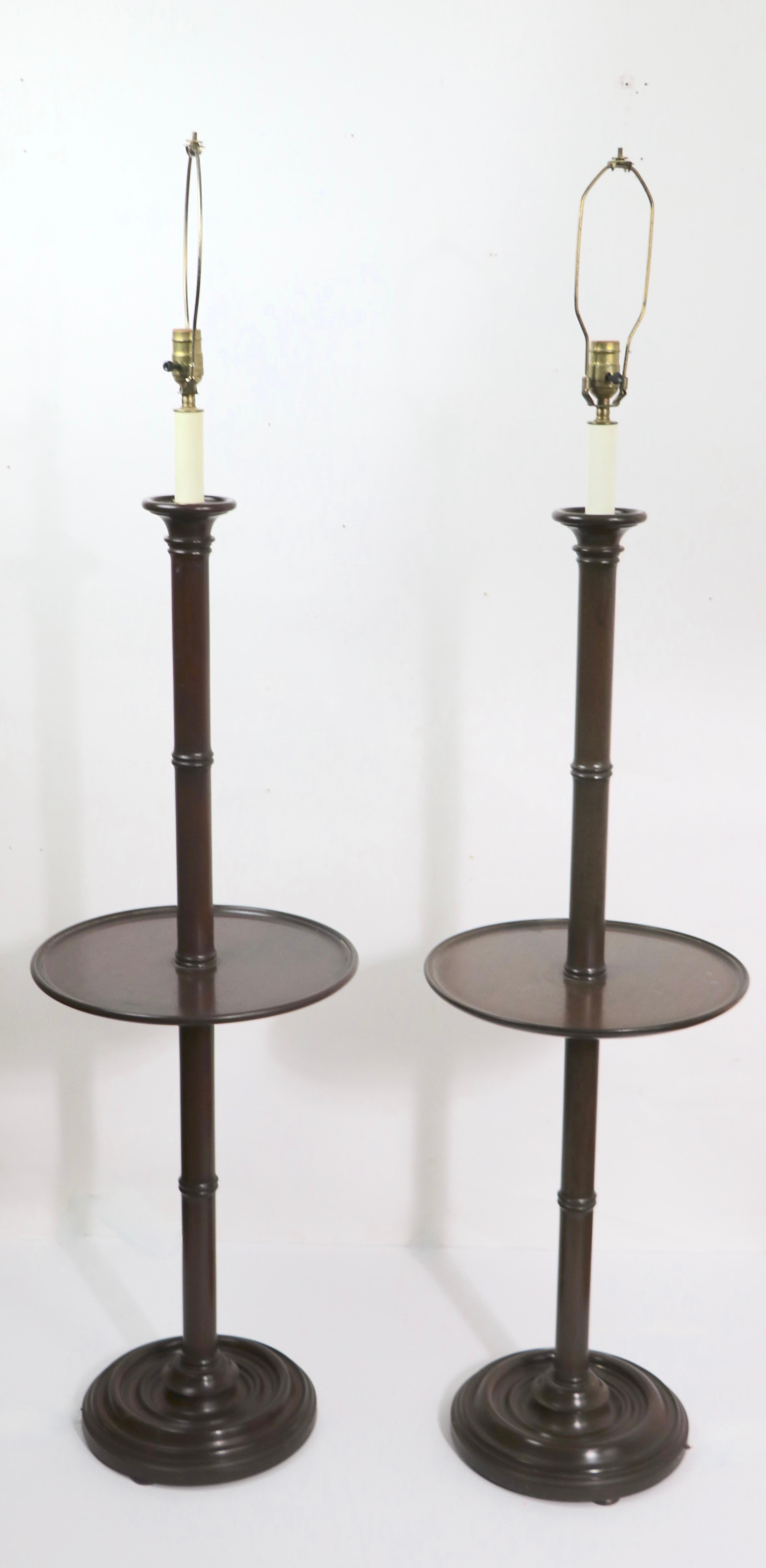 Pr.  Mahogany Floor Lamps with Table Surfaces 4