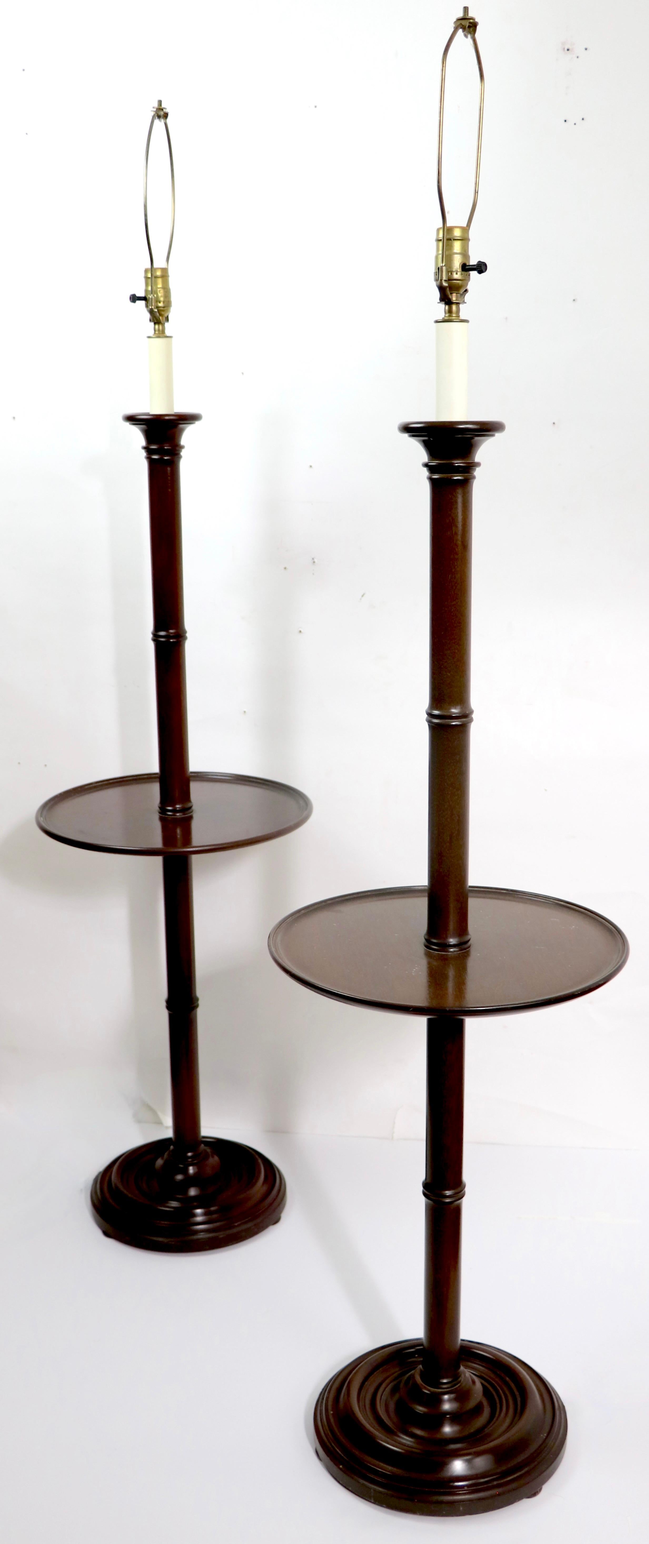 Pr.  Mahogany Floor Lamps with Table Surfaces 5