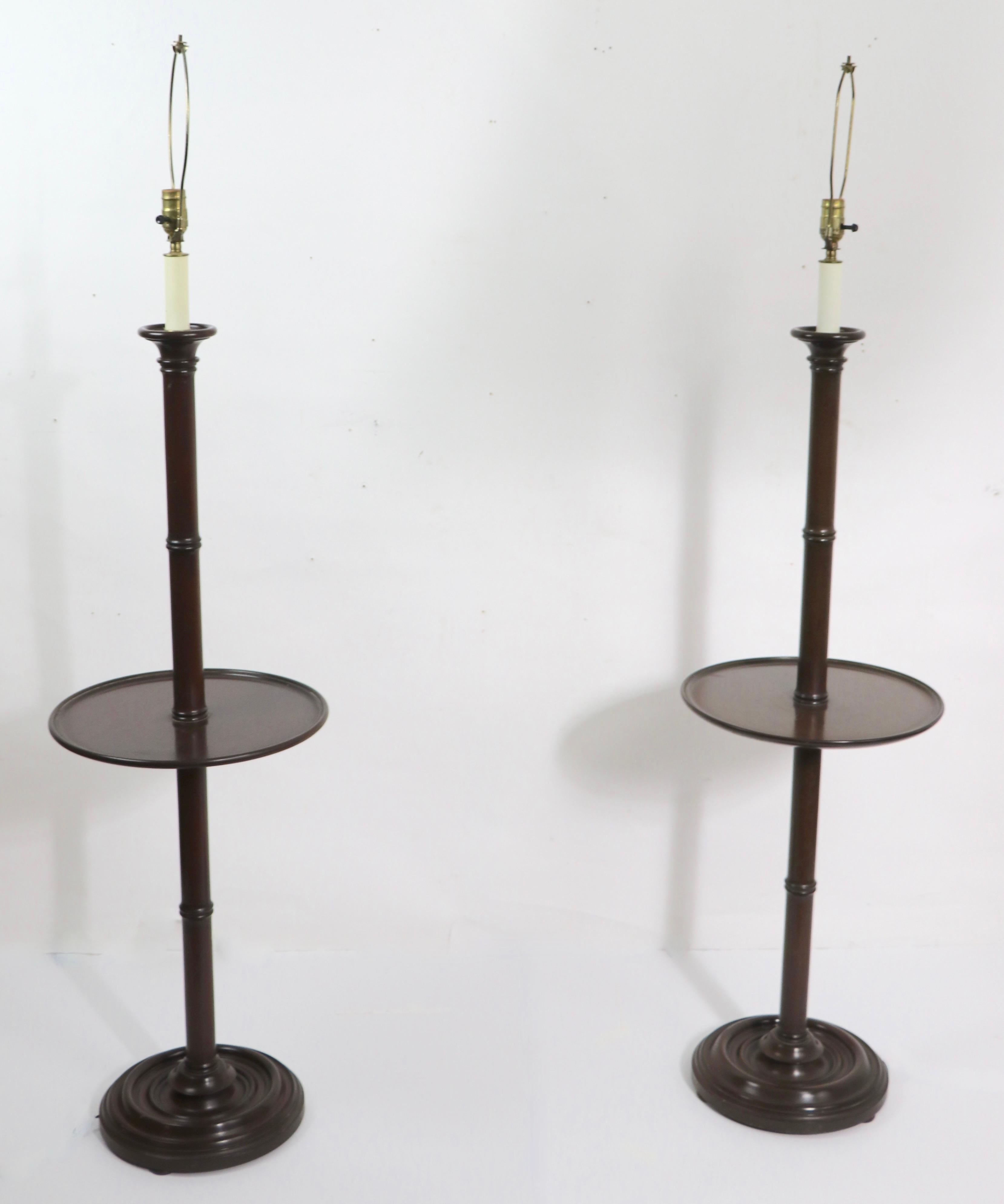 Pr.  Mahogany Floor Lamps with Table Surfaces 6