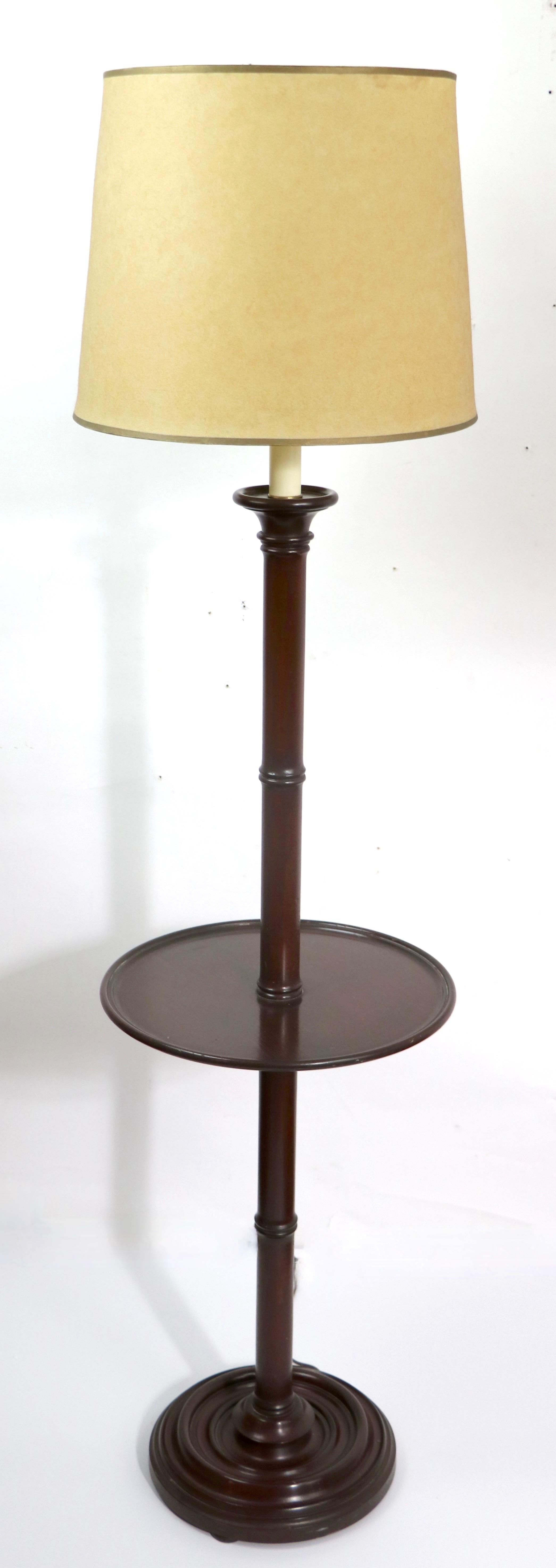 Regency Revival Pr.  Mahogany Floor Lamps with Table Surfaces