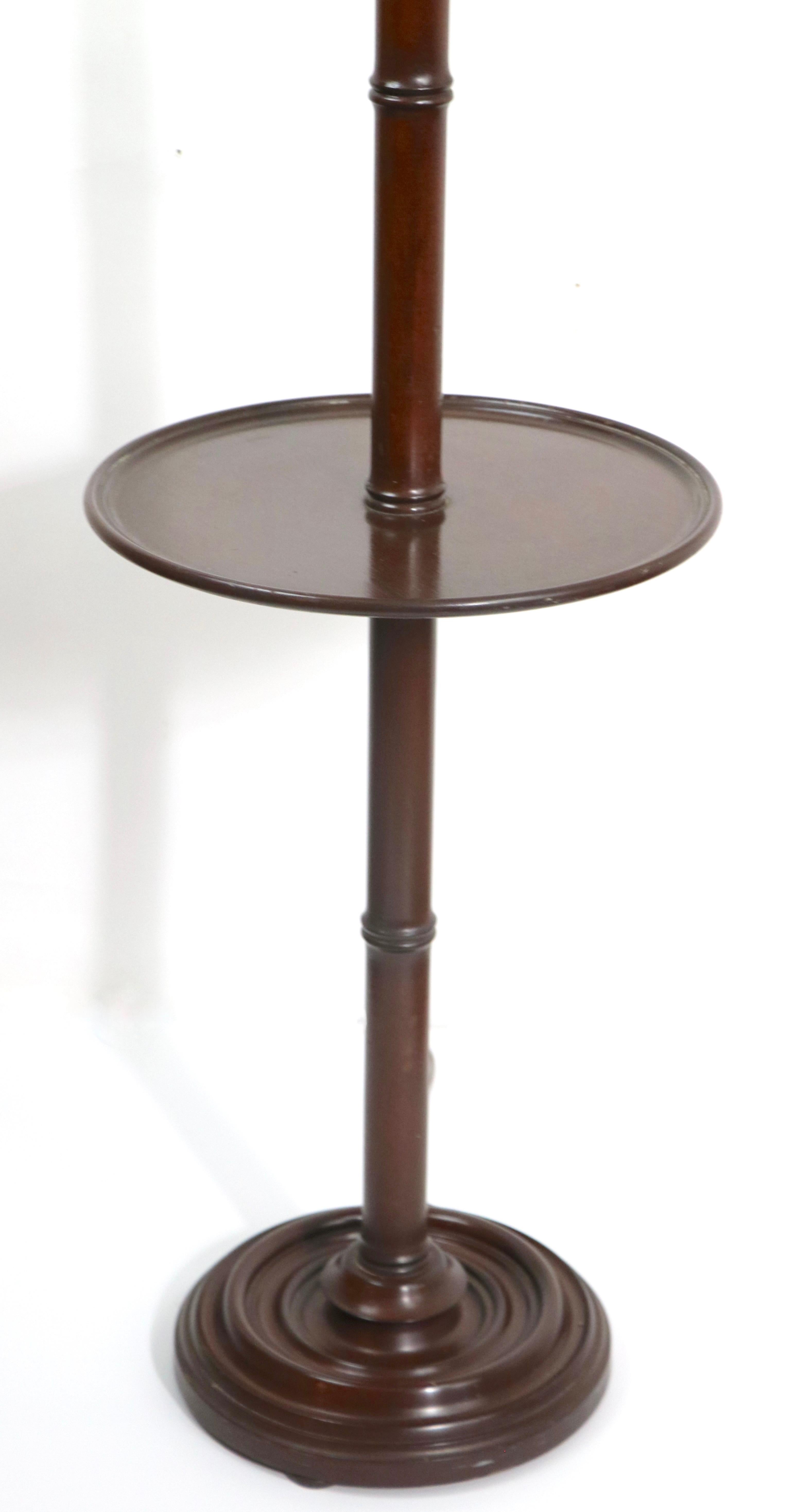 American Pr.  Mahogany Floor Lamps with Table Surfaces