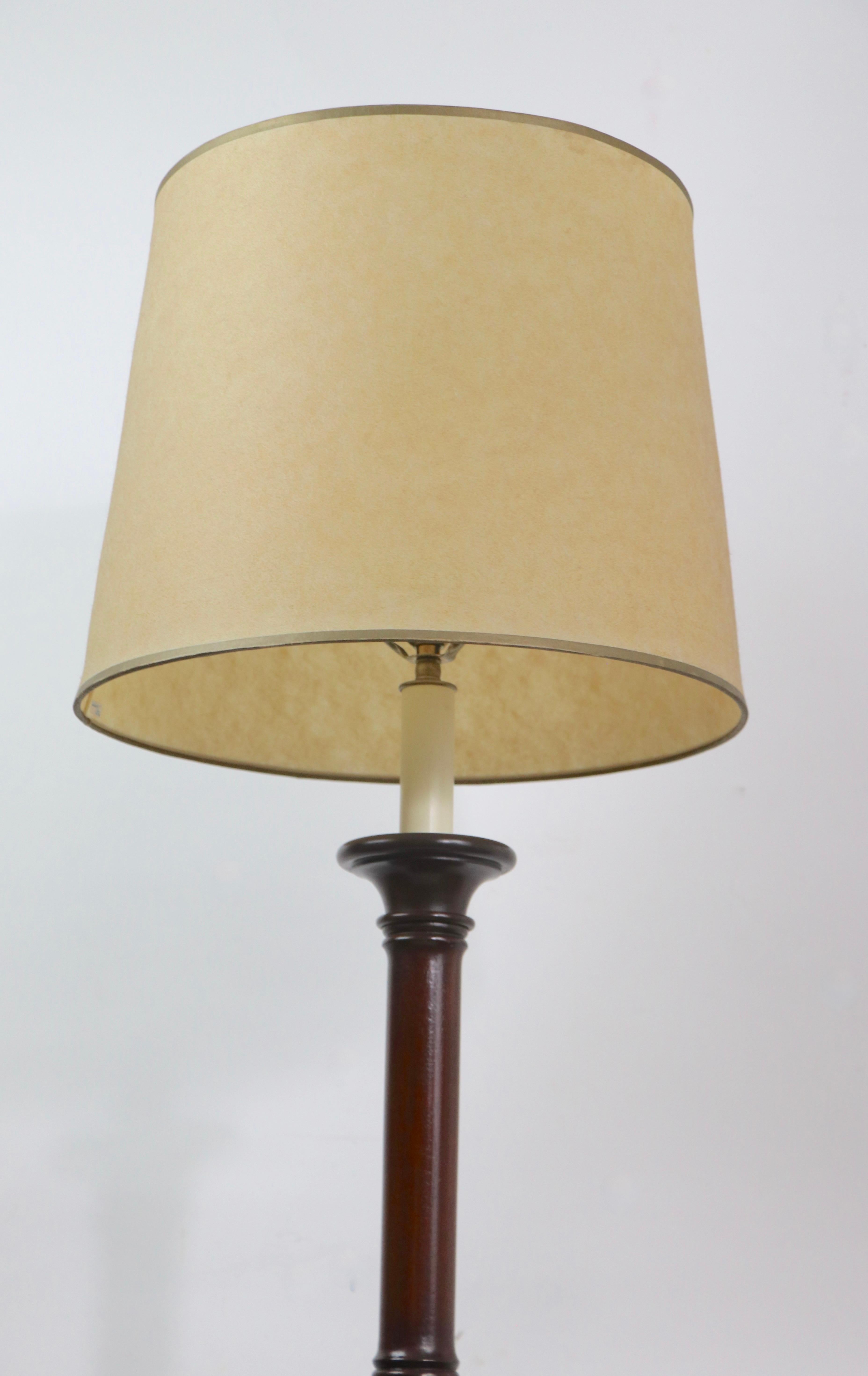 Pr.  Mahogany Floor Lamps with Table Surfaces In Good Condition In New York, NY