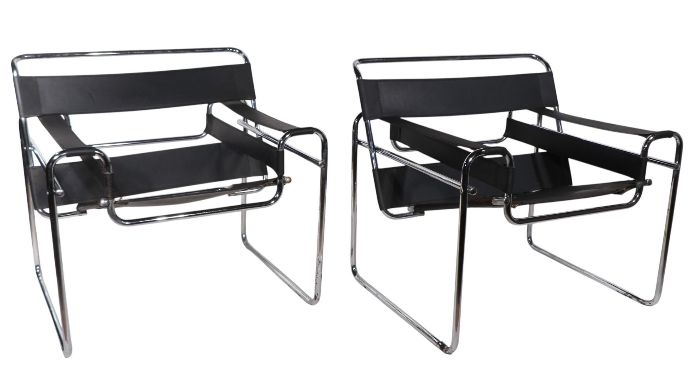 Pr. Sedie da salotto Marcel Breuer Wassily Made in Italy anni '70 circa In condizioni buone in vendita a New York, NY