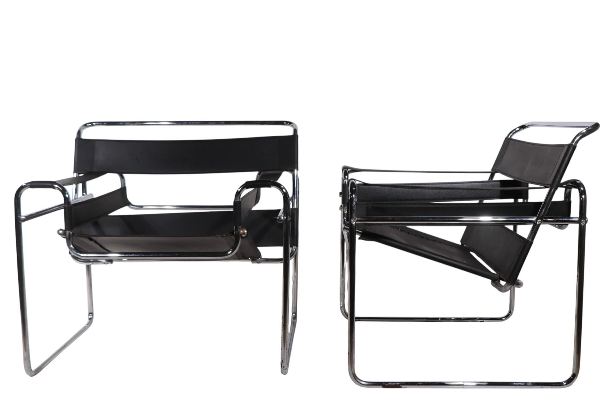 Pelle Pr. Sedie da salotto Marcel Breuer Wassily Made in Italy anni '70 circa in vendita