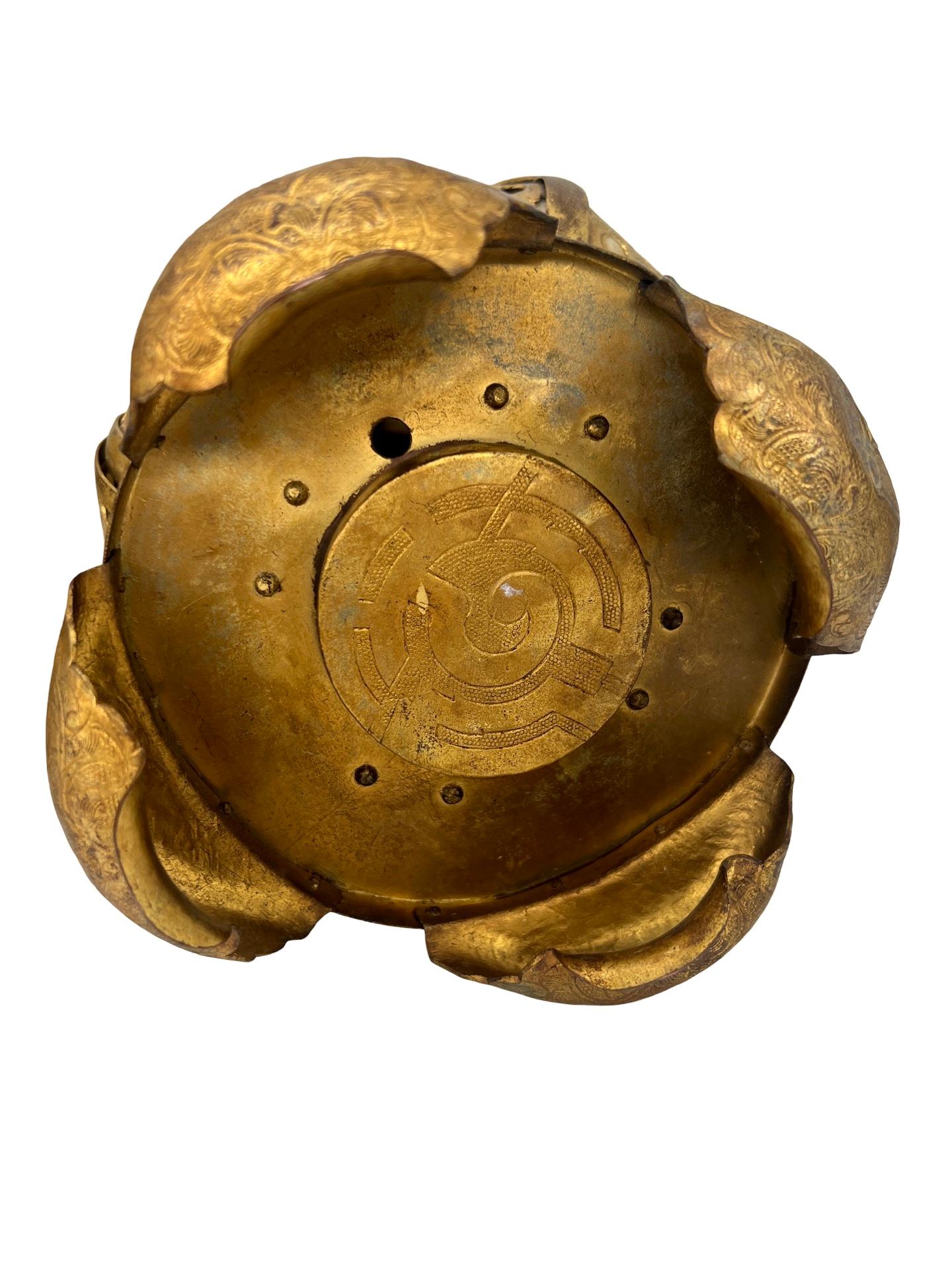 Pr, Meiji Period Japanese Gilt Bronze & Parchment Pierced Lanterns Hang Or Table For Sale 6