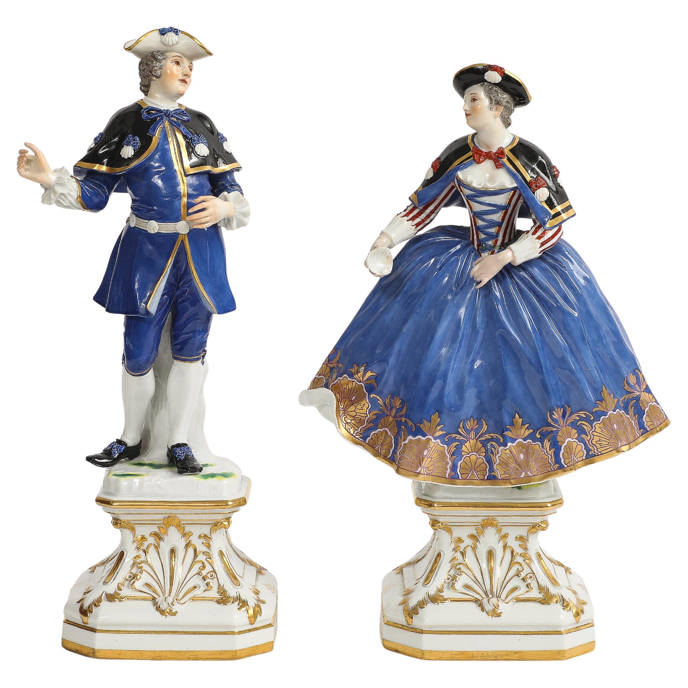 Pr Meissen Porcelain Figures of Royal Lovers, Modeled by Johann Joachim Kändler