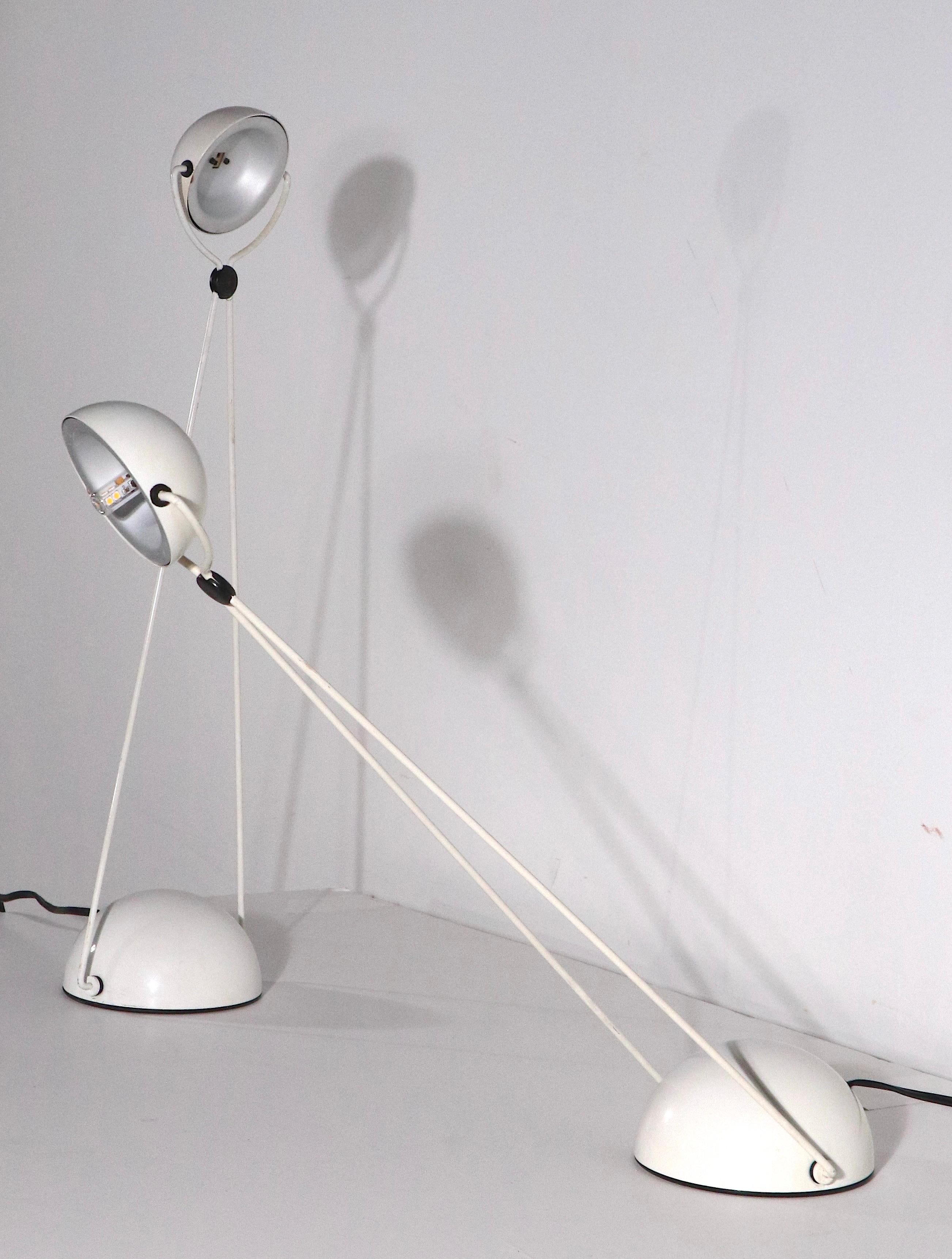 Post-Modern Pr Metal Angle Poise Lamps Designed by Stefano Cevoli Made in Milan Italy 1980s For Sale