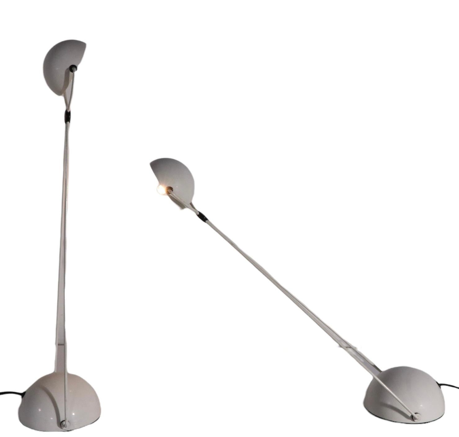 Pr Metal Angle Poise Lamps Designed by Stefano Cevoli Made in Milan Italy 1980s In Good Condition For Sale In New York, NY