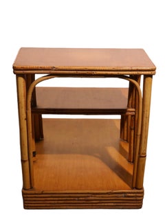 Tavolini a gradini in bambù Pr Mid Century Art Deco di Ficks Reed