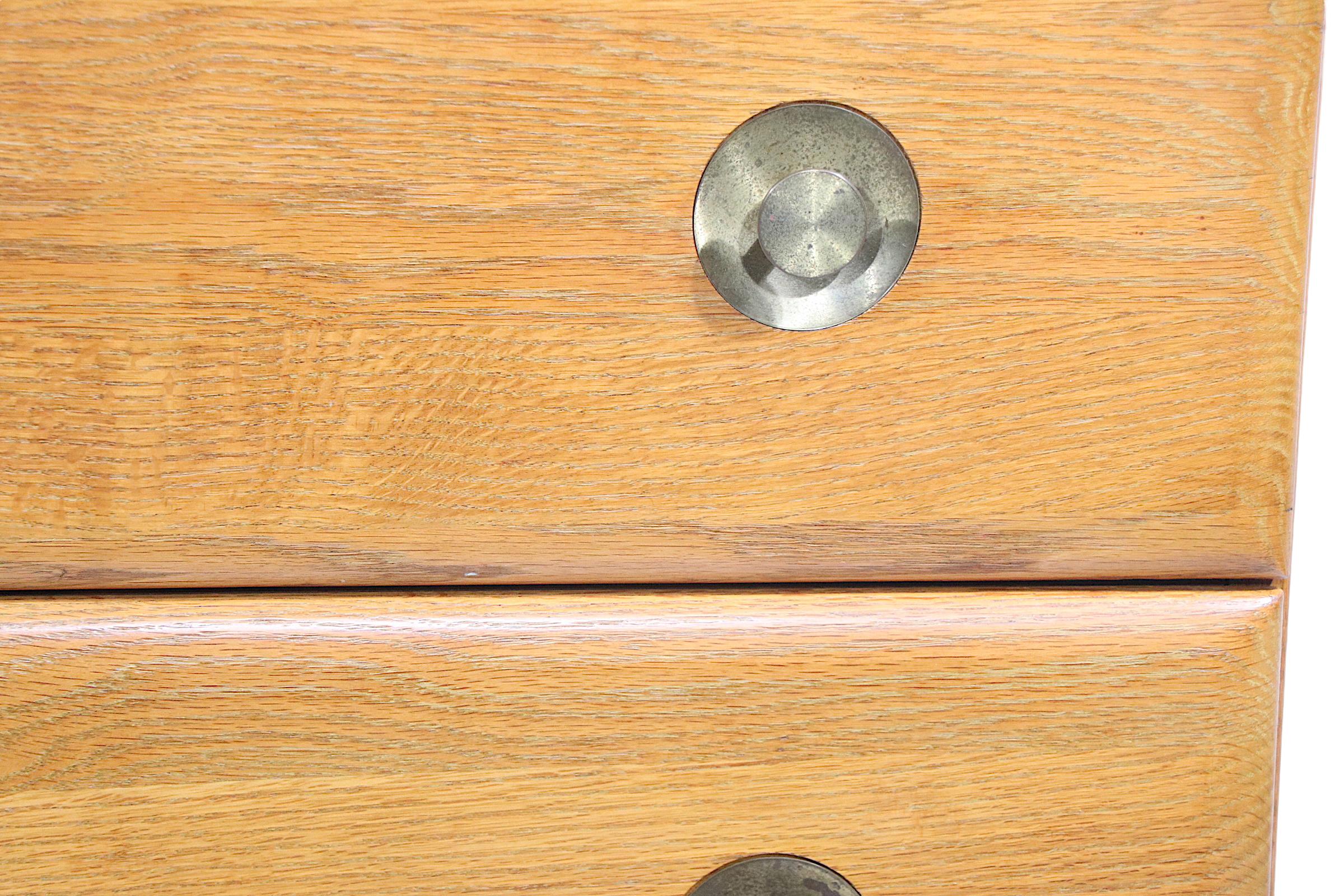 Pr. Mid Century  Bachelors Chests in Cerused Oak with Brass Pulls C 1950's For Sale 7