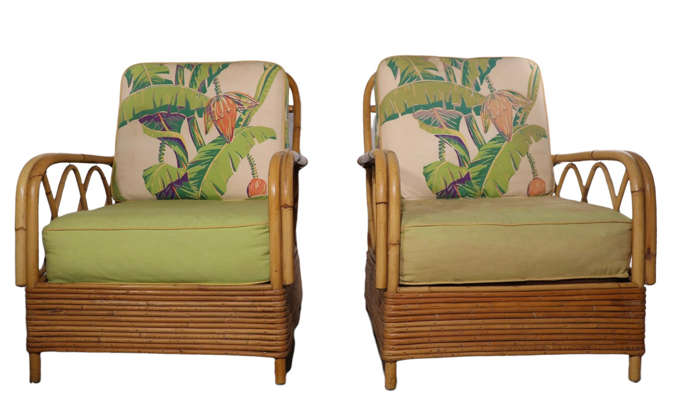 Pr. Mid Century Bamboo Lounge Chairs by Ficks Reed 3