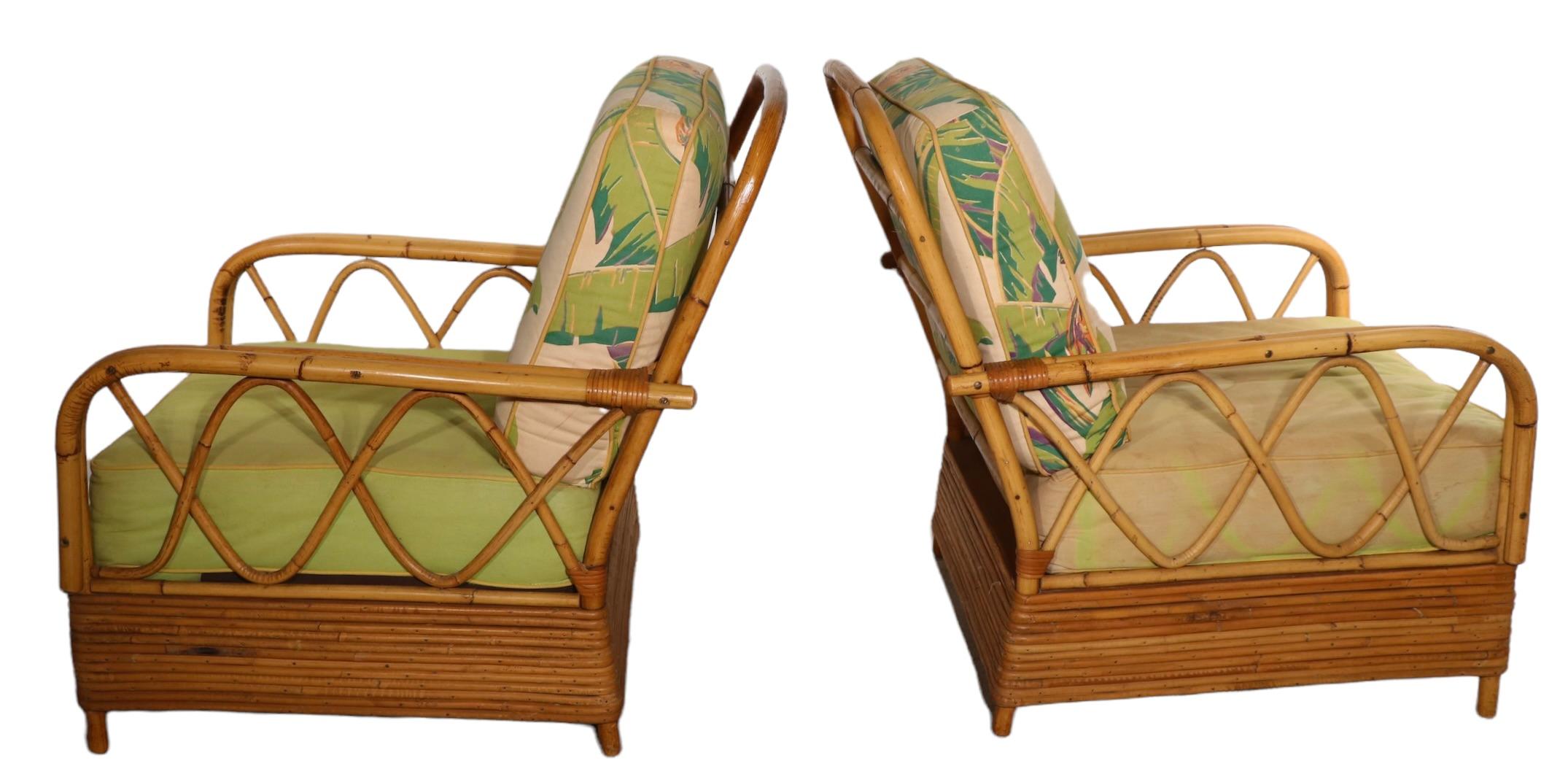 American Pr. Mid Century Bamboo Lounge Chairs by Ficks Reed