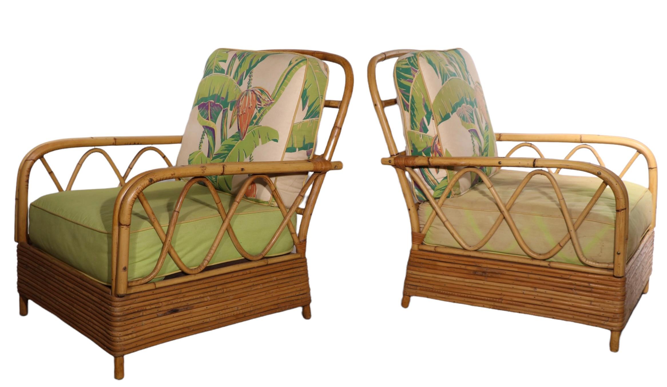 Pr. Mid Century Bamboo Lounge Chairs by Ficks Reed 1