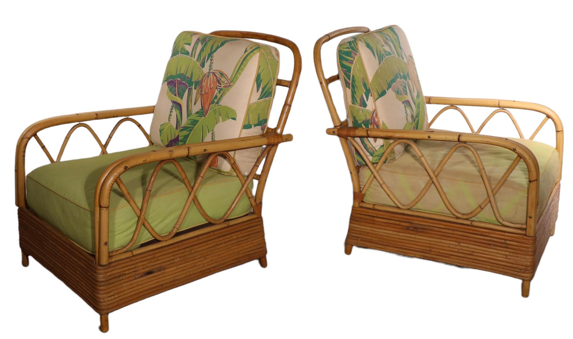 Pr. Mid Century Bamboo Lounge Chairs by Ficks Reed 2