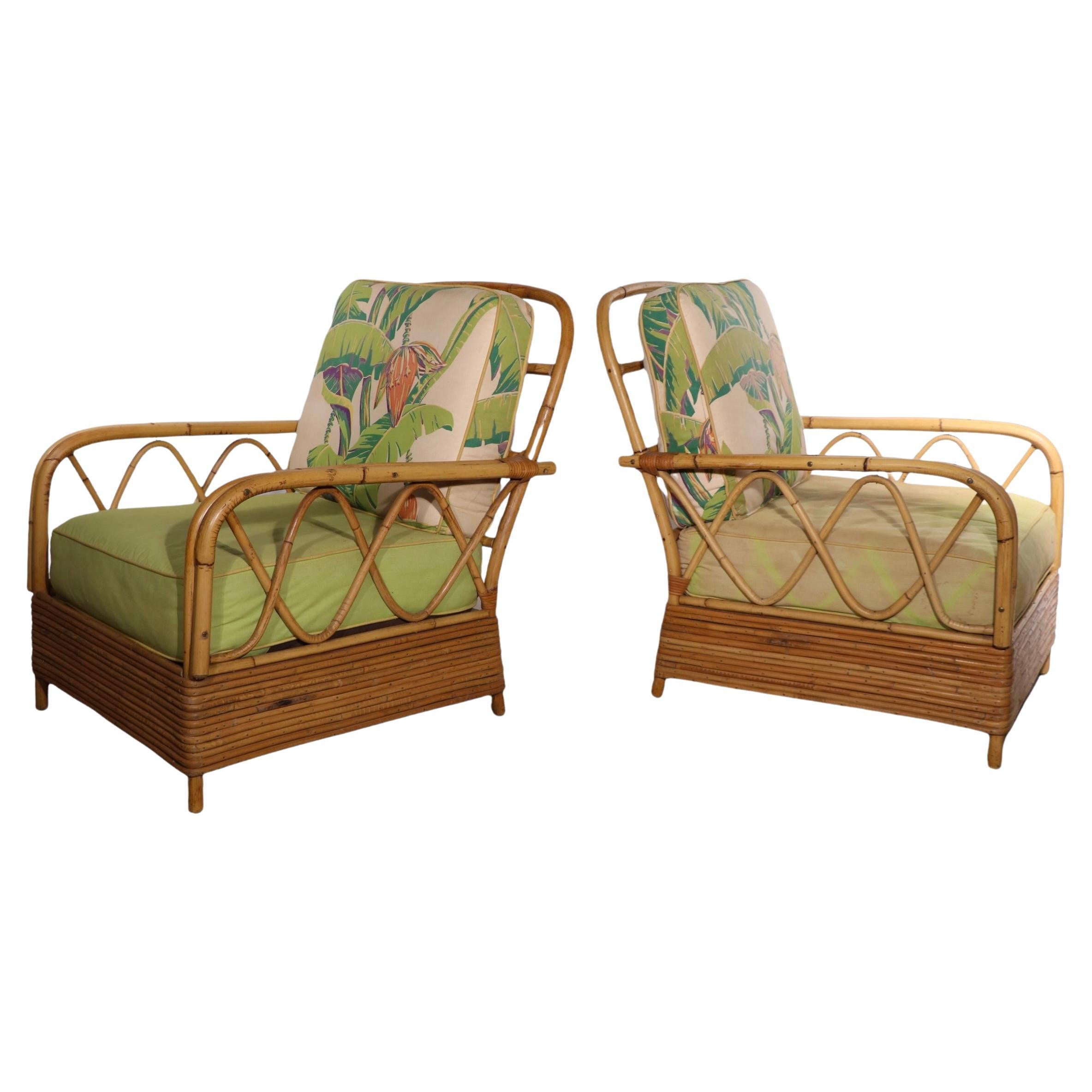 Pr. Mid Century Bamboo Lounge Chairs by Ficks Reed